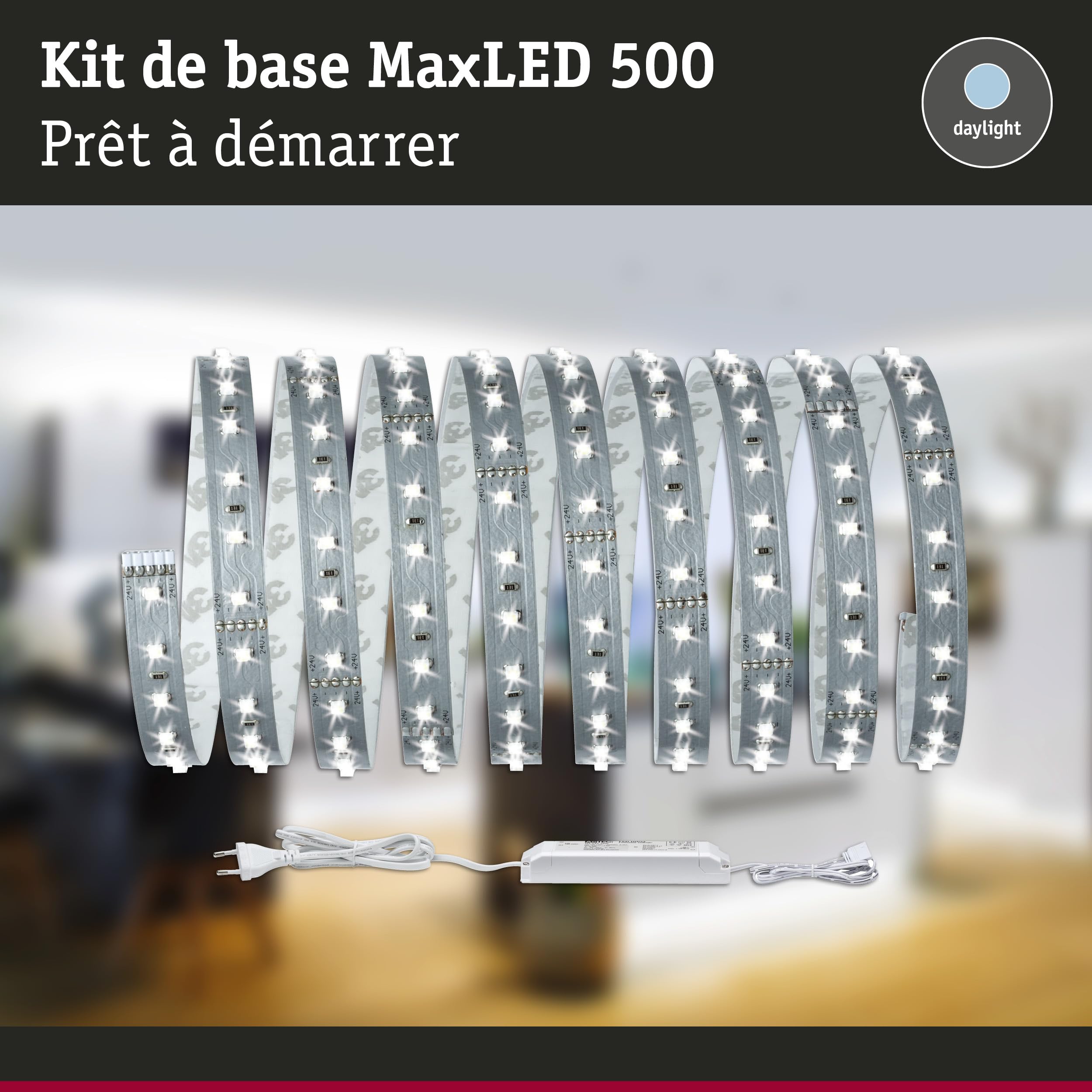 Paulmann 70580 LED Strips MaxLED 500 kit de base incl. 1x17 watts gradable bande lumineuse Argent barre lumineuse Métal bande LED 6500 K