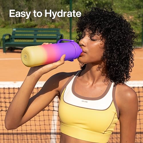 Miniatura 389 de ENCOOL Botella de agua aislada con popote, de acero inoxidable, a prueba de fugas, sin BPA, al vacío de doble pared que se mantiene fría durante 24