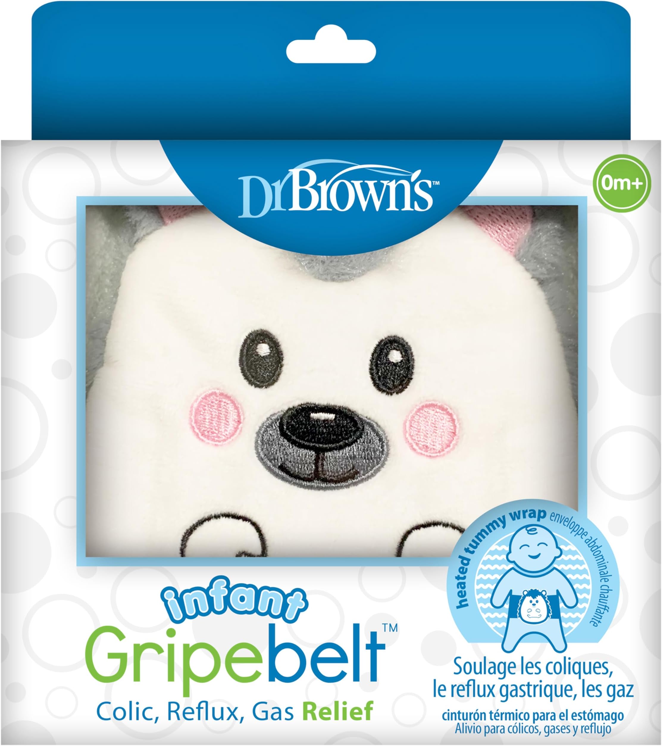 Dr. Brown's Infant Gripe Belt for Colic & Gas Relief, Heated Tummy Wrap, Baby Swaddling Belt, Natural Relief for Upset Stomach in Babies & Toddlers, Hedgehog, 0-3m
