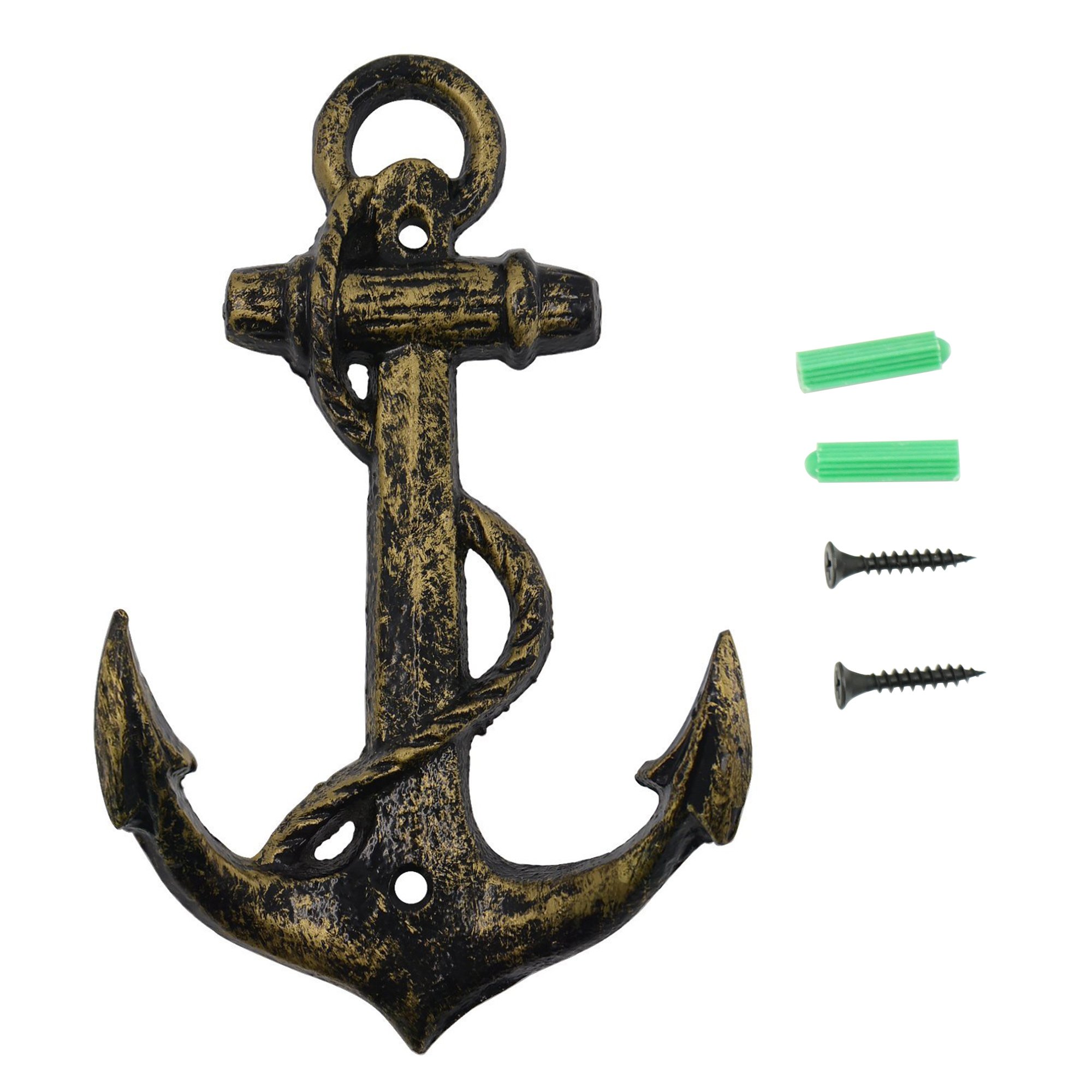 Nautical Anchor Hooks Antique Bronze Cast Iron Decorative Wall Hook, Treasures of The Caribbean Islands