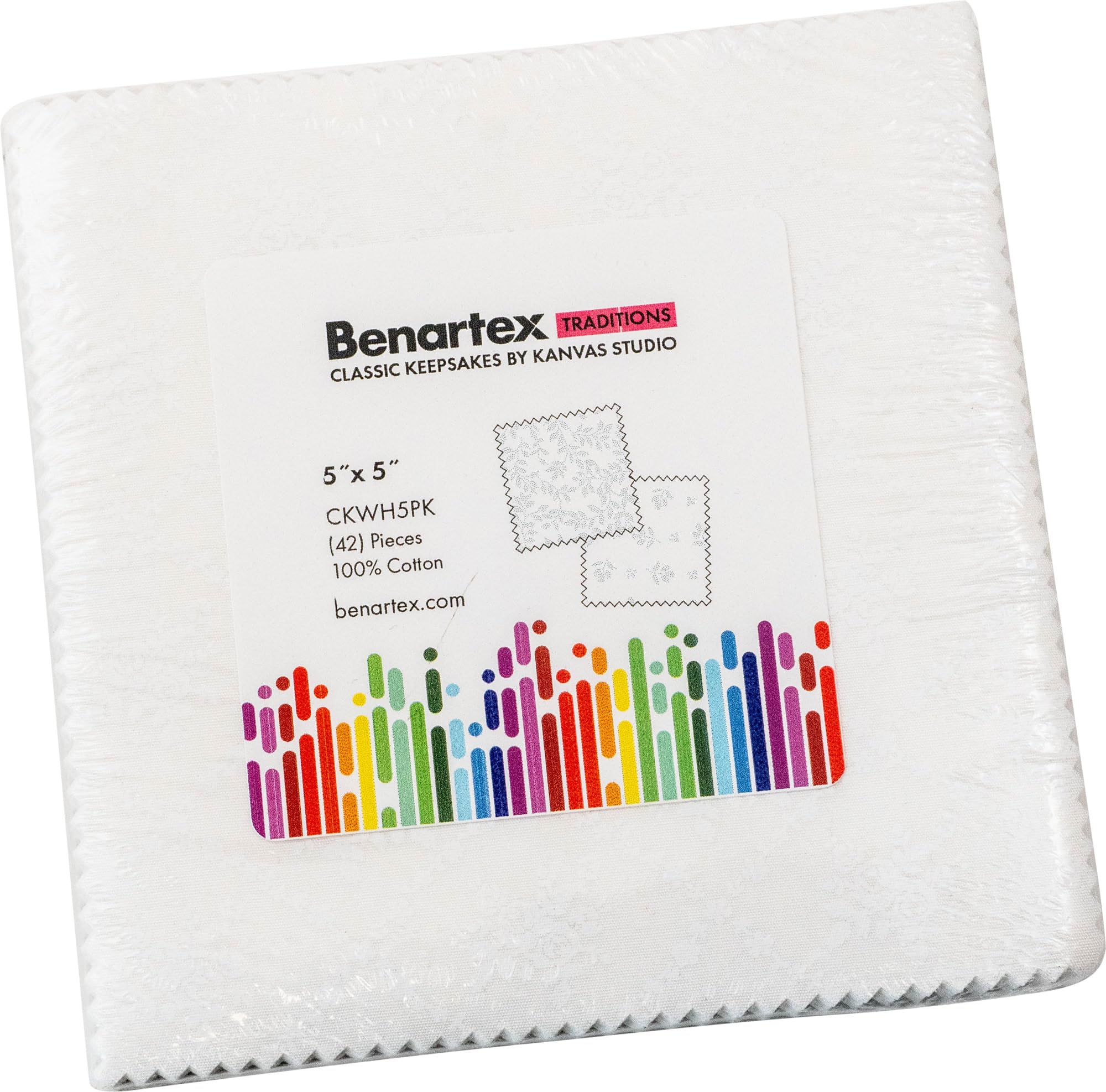 BenartexKanvas Studio Classic Keepsakes White 5X5 Pack 42 5-inch Squares Charm Pack