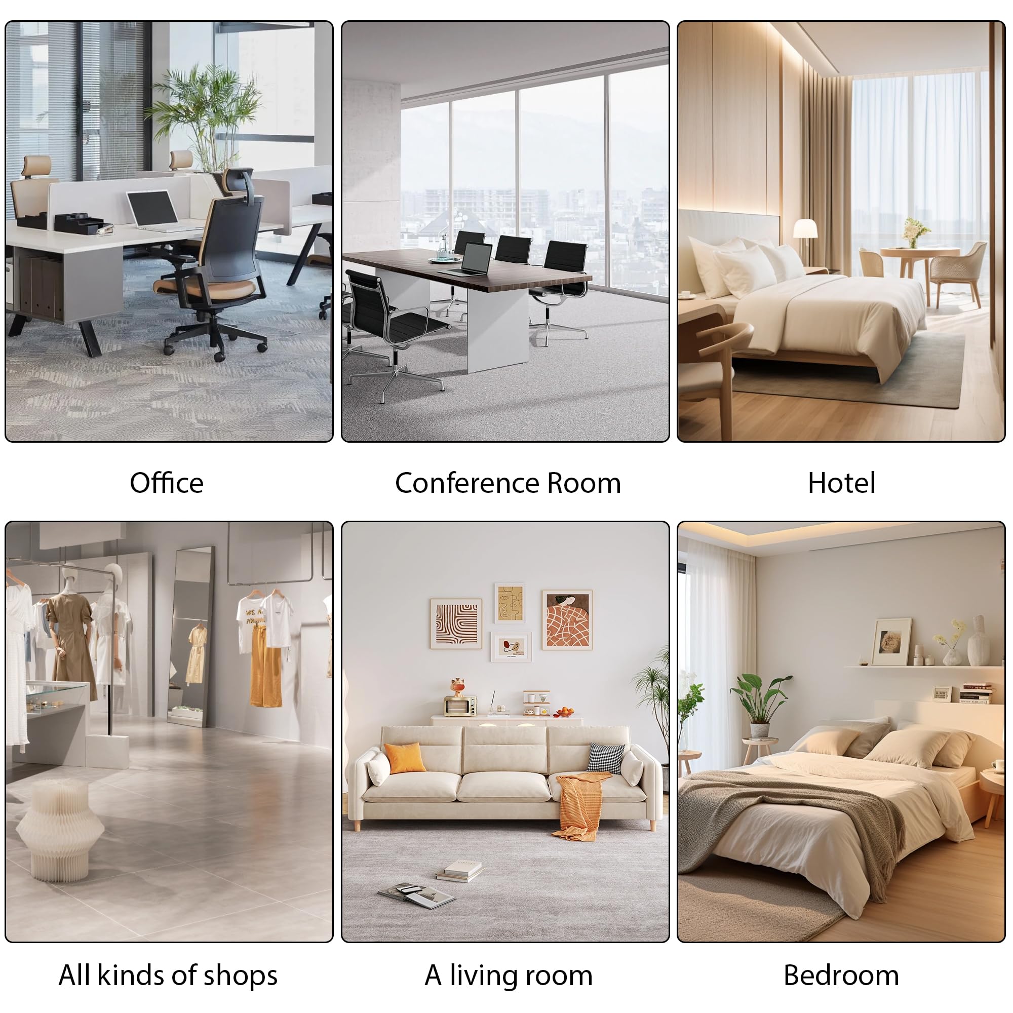 Lot de 20 carreaux de moquette lourds de 5 m² pour chambre à coucher, salon, bureau - Revêtement de sol résistant et antidérapant - Dos bitume (gris)