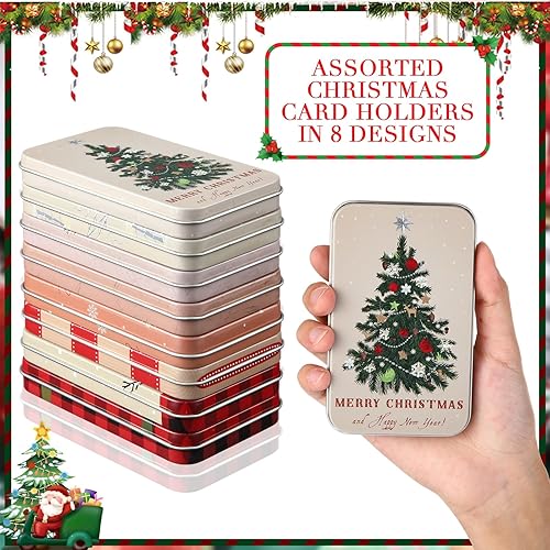 Miniatura 4 de Yexiya Paquete de 24 soportes para tarjetas de regalo de Navidad de 4.33 x 2.6 pulgadas, cajas de metal para tarjetas, latas, tarjetas de regalo de