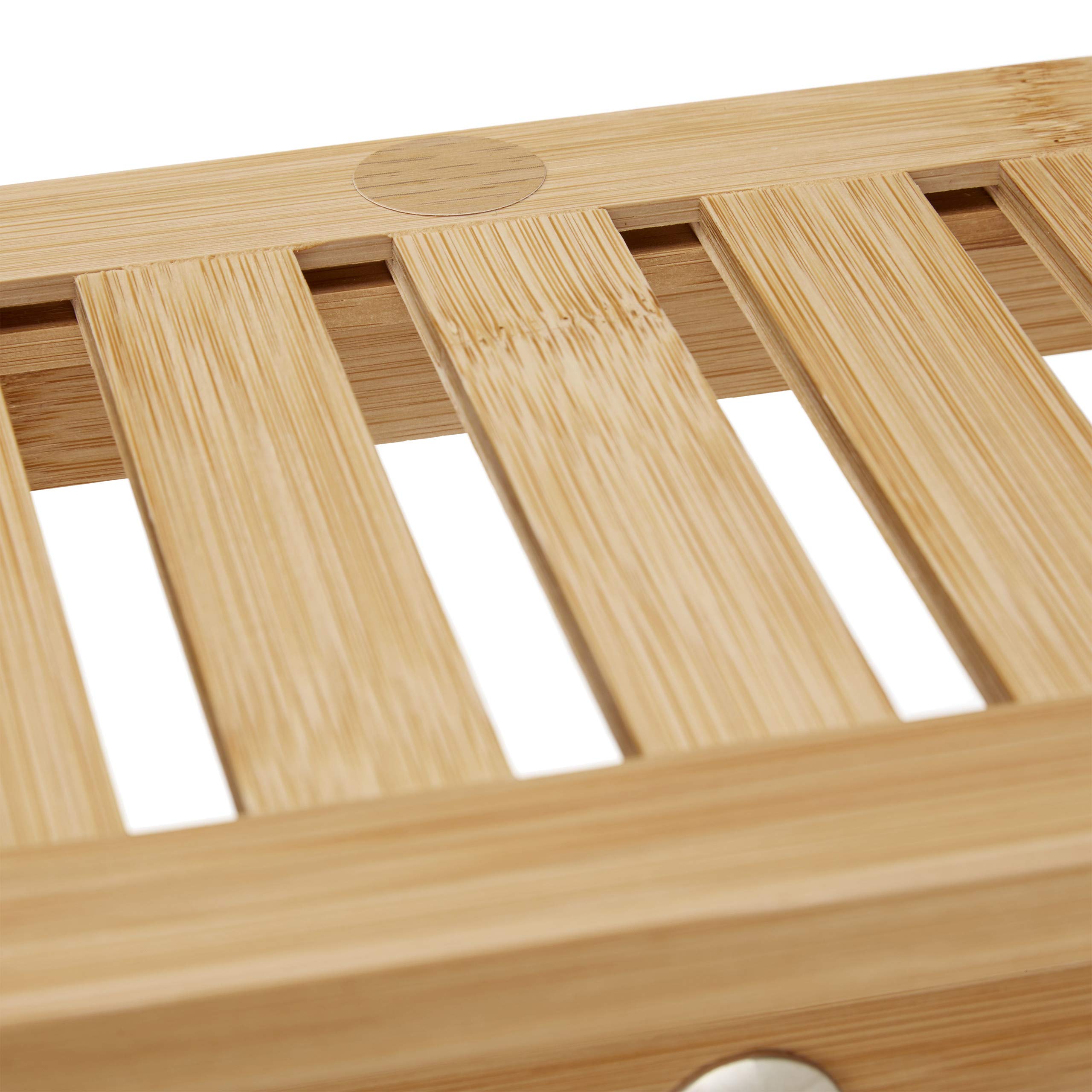 Relaxdays Perchero de Pared con Estante, 6 Ganchos, Baño y Pasillo, Estrecho, Bambú, 18 x 75 x 16 cm, Toallero, Natural