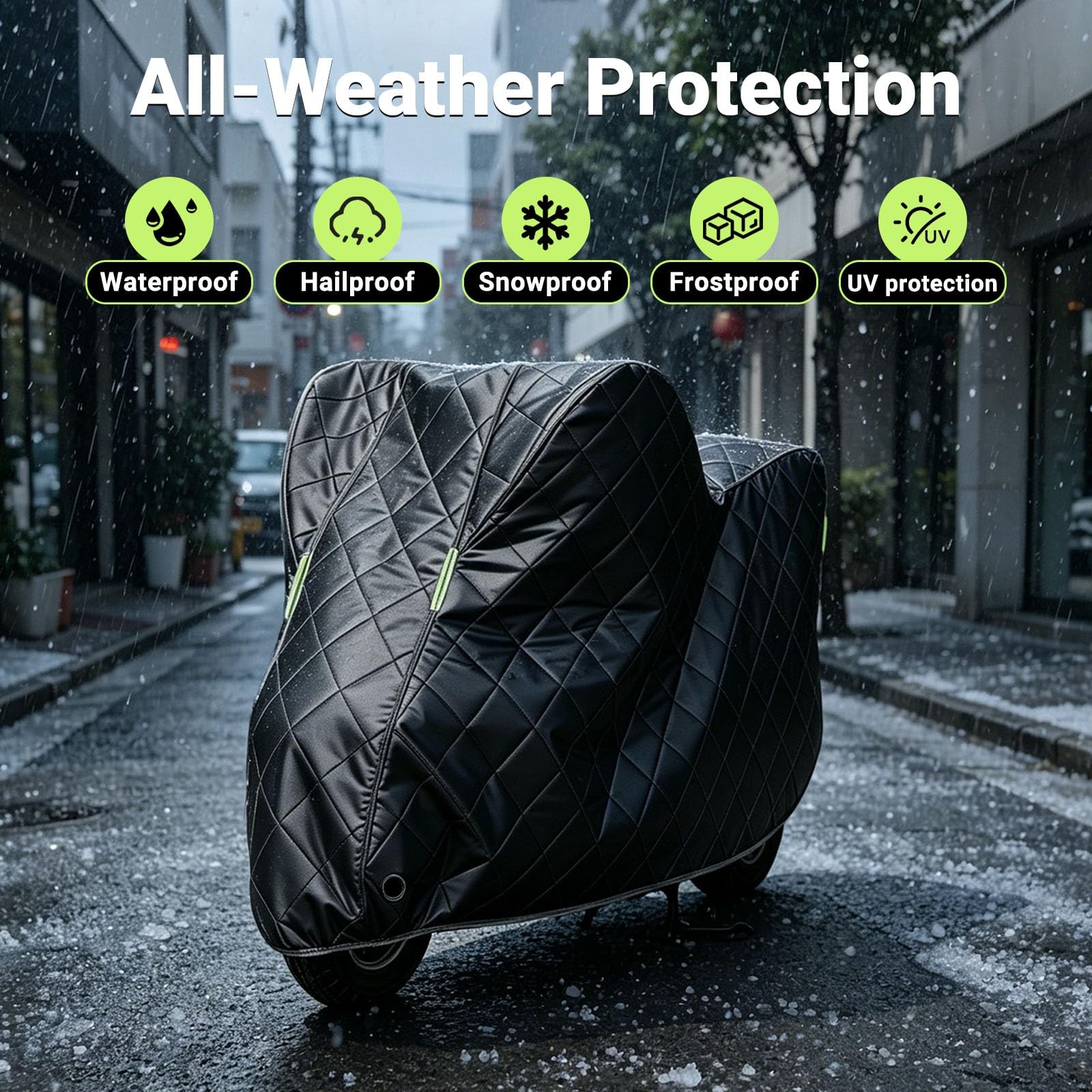 YAOJIA Funda para Motocicleta Compatible con V Star Classic Funda Impermeable de Gran tamaño, Apta para Todas Las Estaciones, con protección contra el Sol y el Polvo.