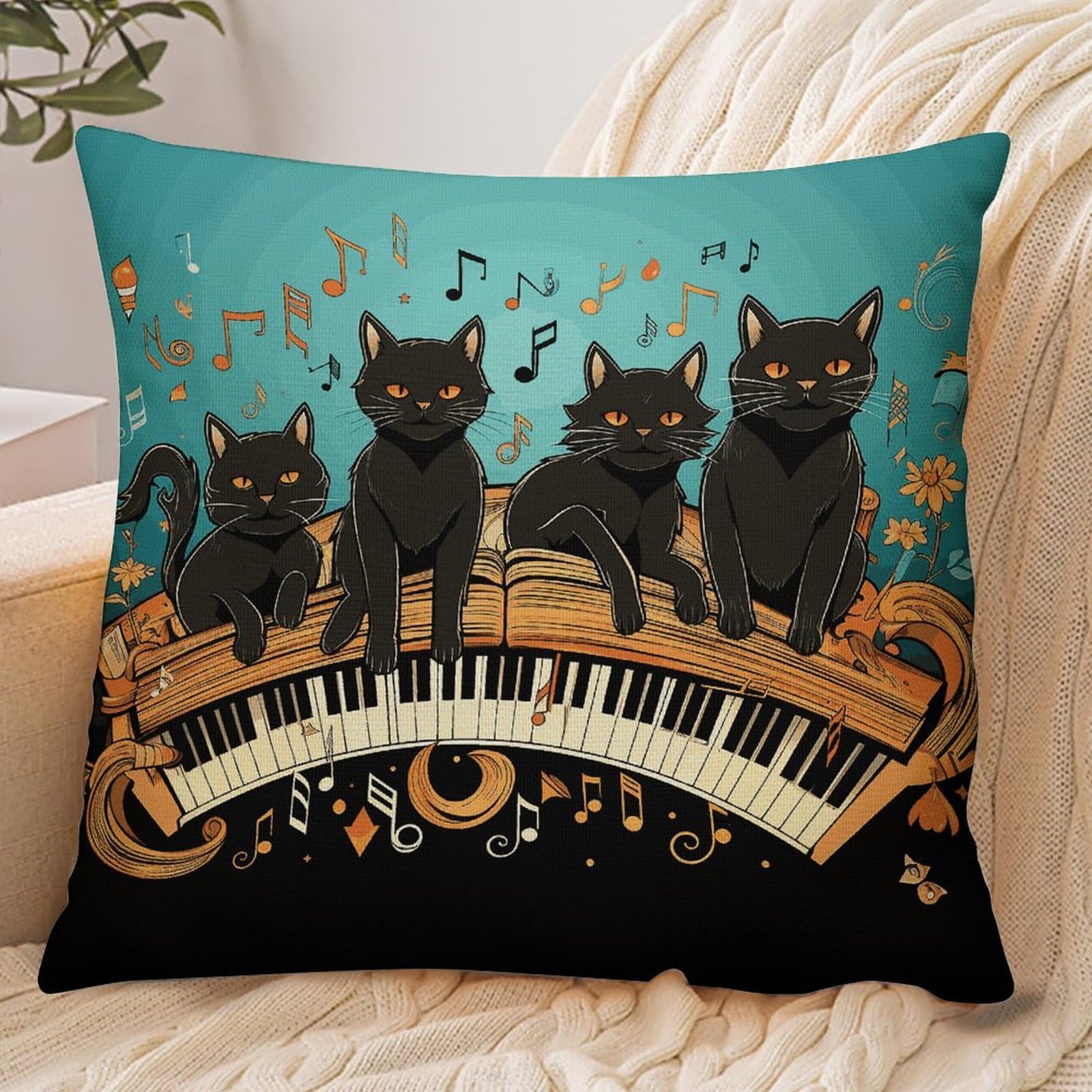 Fekiloot Style Four Black Cats Lying Pillowcase Pillow Sham Pillow Case