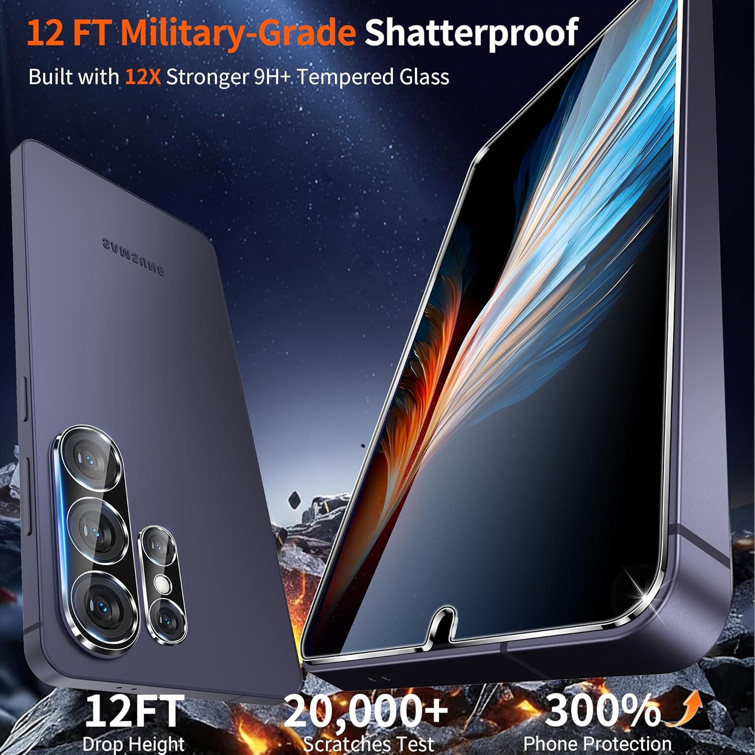 letosan 3 Pack for Samsung Galaxy S26 Ultra Screen Protector Tempered Glass + 2 Sets Camera Lens Protector, Military Grade Shatterproof, 9H+ Hardness, Auto Alignment Frame 6.9 Inch
