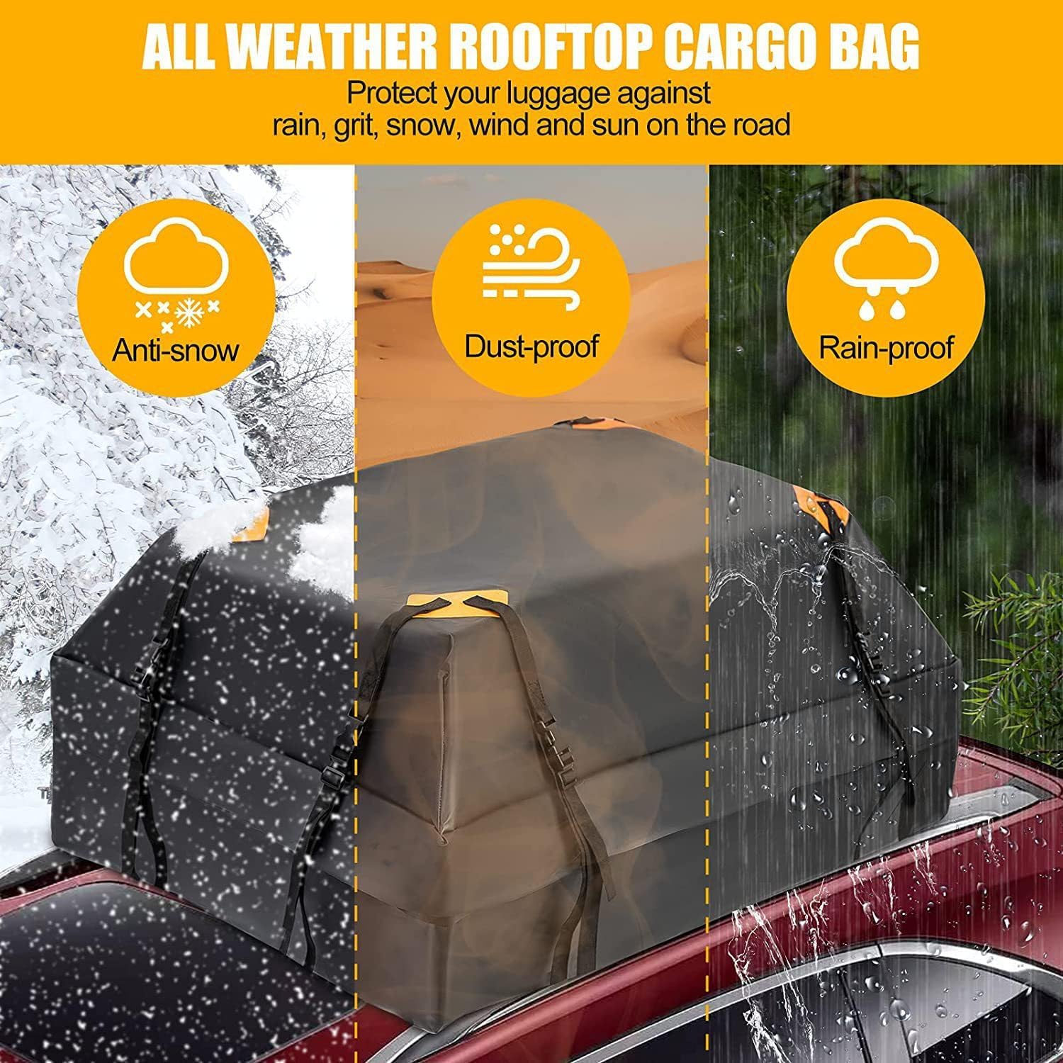 Car Rooftop Cargo Carrier Bag for Toyota Highlander 2024-2025 XU60,20 Cubic Feet Waterproof Roof Bag Top Luggage Carrier,Easily Mounts to Vehicle's Bare Roof,Roof Rack