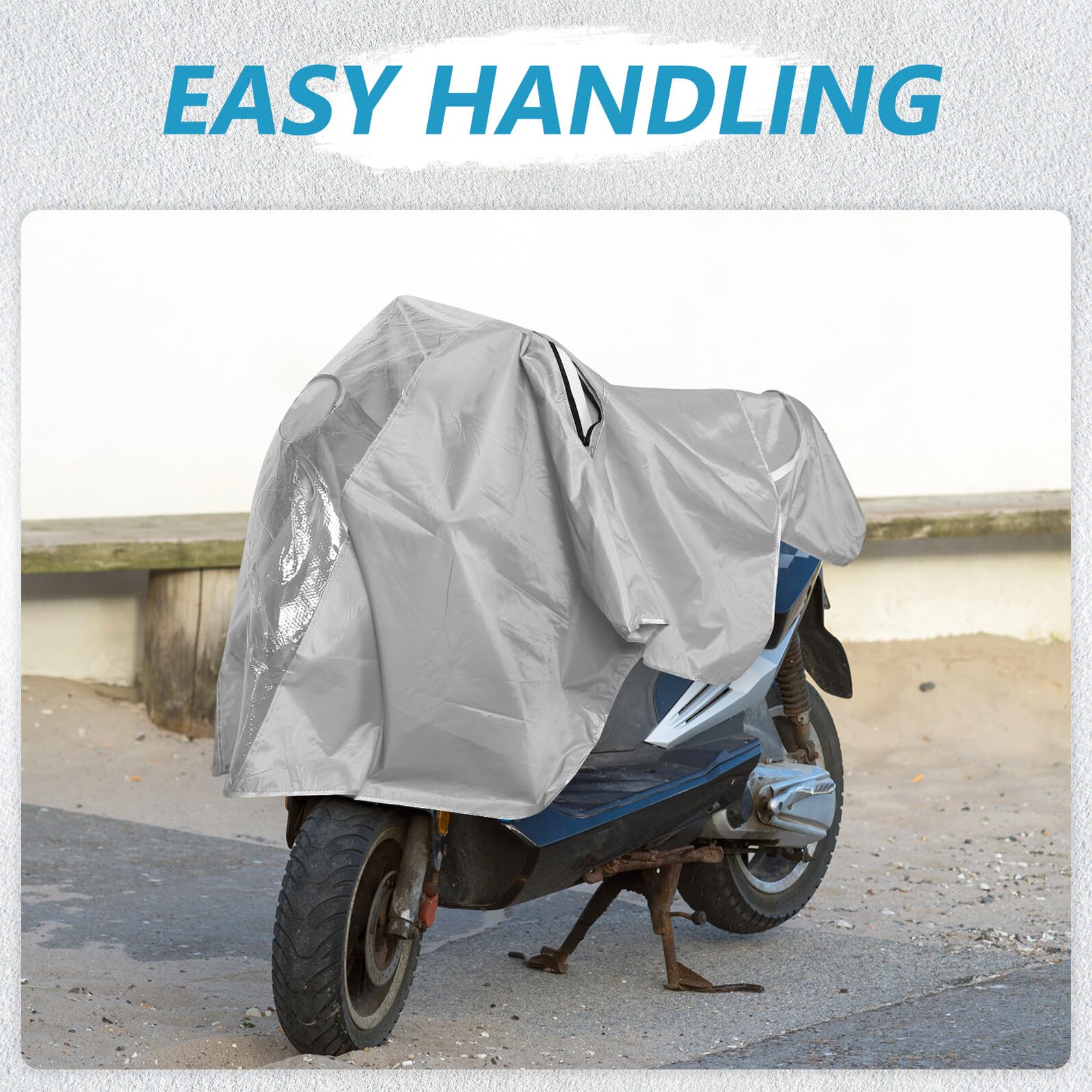 Copertura per Moto Cerniera, Telo Coprimoto Sportivo Antistrappo Doppio Strato Grigio Scuro, Protezione Antipolvere e Anti-uv per Scooter e Motociclette da Esterno