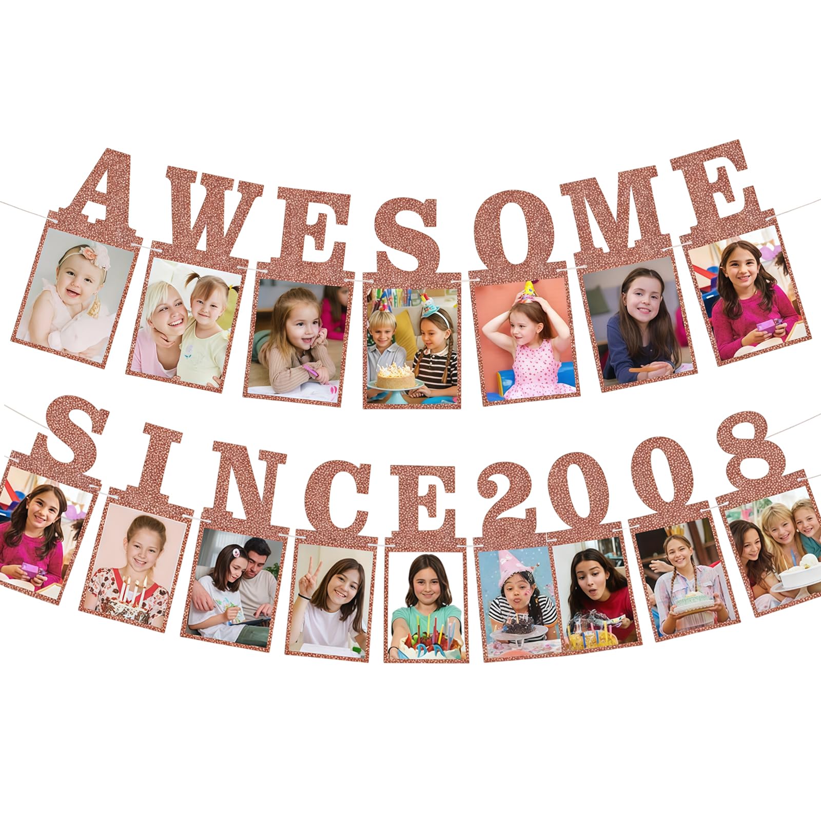 AuraFusion18th Birthday Decorations Happy Birthday Banner Birthday Decoration For Women Men Boys Photo Garland Pre-Strung For Wall Door Dessert Table (Rose Gold)