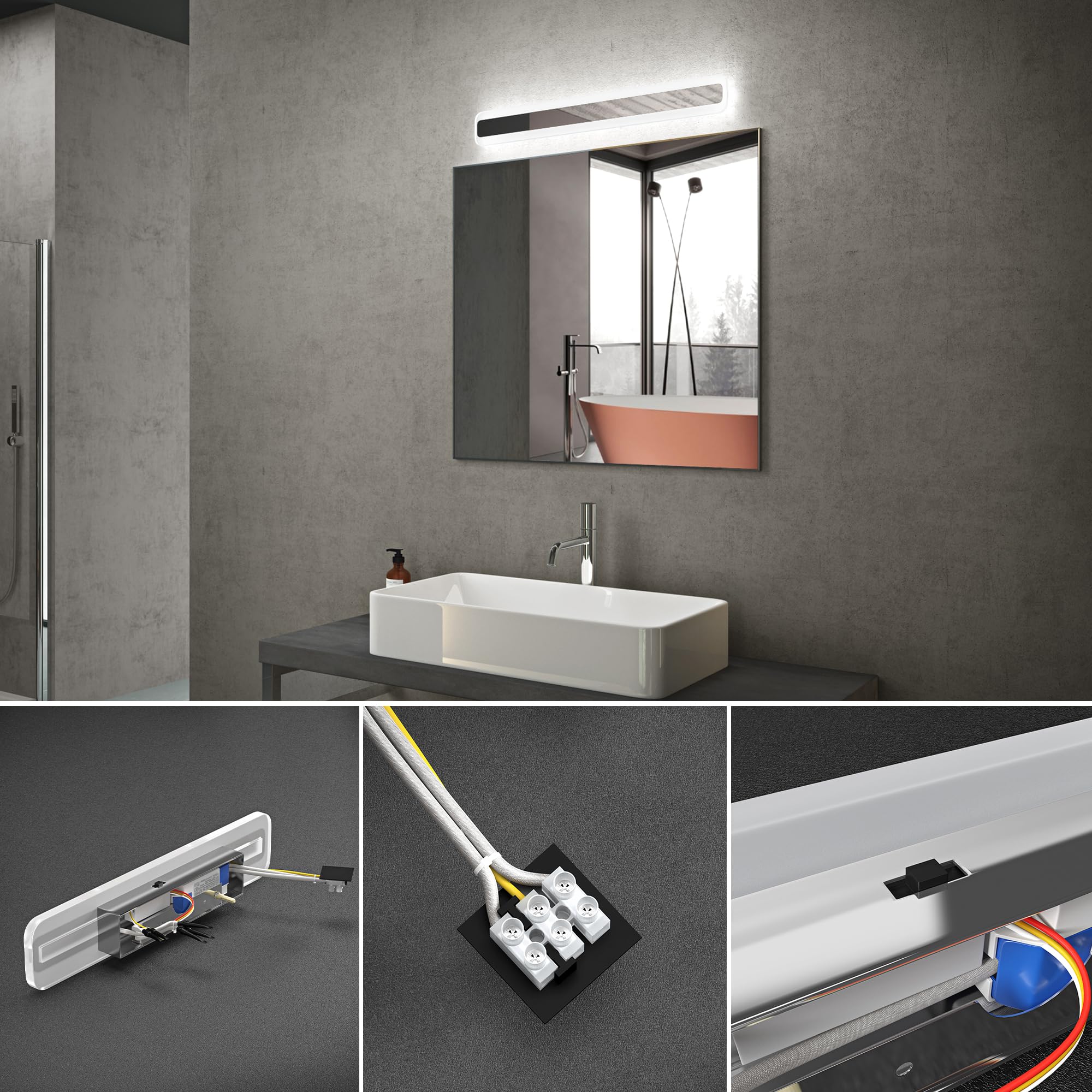 doporro LED Spiegelleuchte Badezimmerleuchte Chrom 60cm - 20W Spiegellampe 3000K-6000K - Stylische Wandleuchte für Badbeleuchtung LumaRay