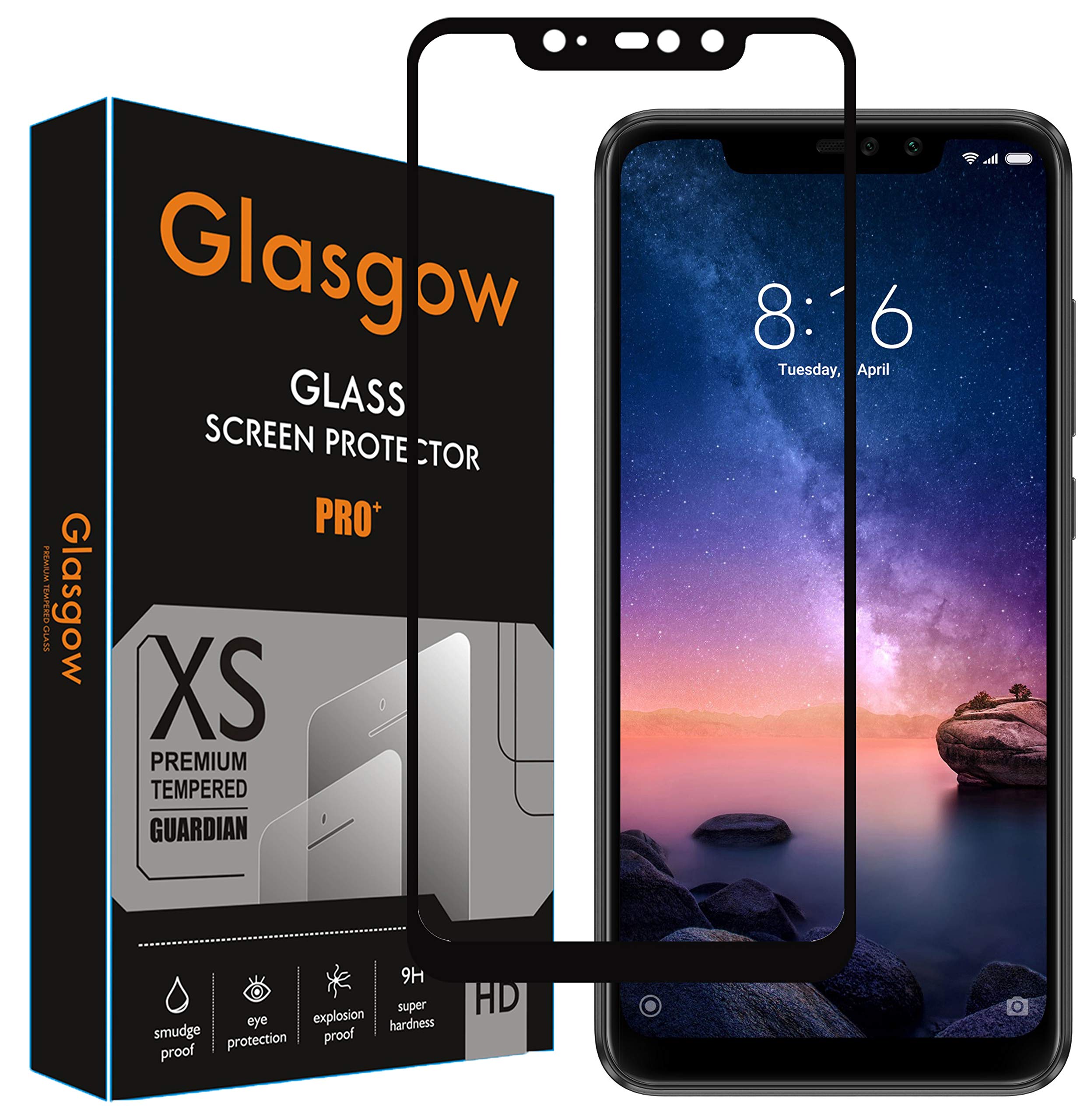 Glasgow Premium Edge to Edge Tempered Glass Screen Protector for Mi Redmi Note 6 Pro [flexible] [Gorilla] Bubble Free Installation [Screatch proof] [Guard] - Black (B07WHS2G5L) Amazon Price History, Amazon Price Tracker