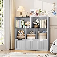 Vista 1 de FOTOSOK Organizador de almacenamiento de juguetes con 3 cajones móviles, armario de almacenamiento de piso, organizador de juguetes con ruedas Gris