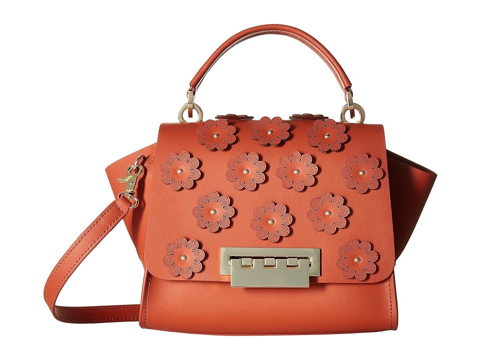 

ZAC Zac Posen Eartha Iconic Top-Handle Crossbody w/ Floral Applique (Coral) Cross Body Handbags