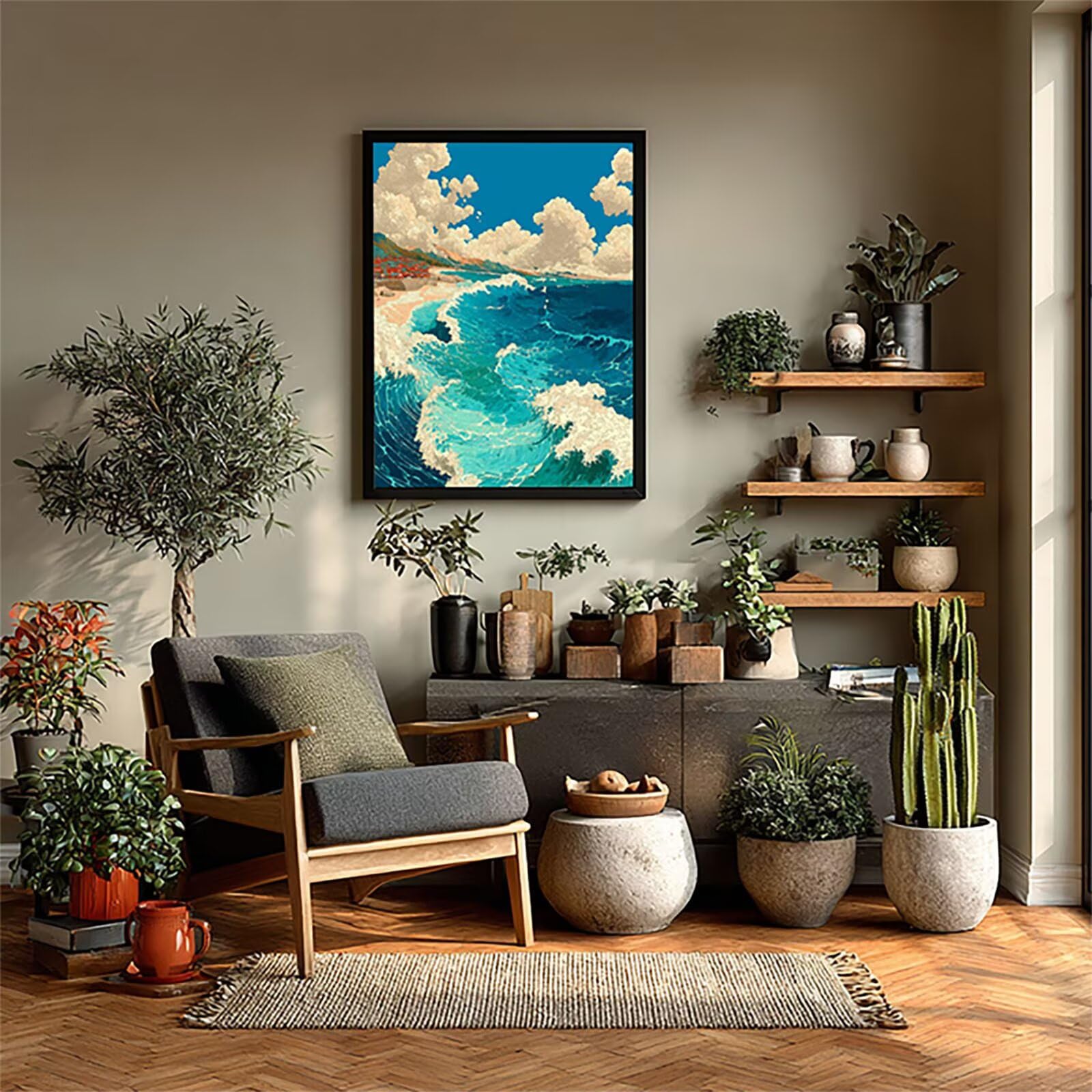 Diamentowe malowanie fale oceanu, DIY diamentowe malowanie dla dorosłych niebo, 5D DIY Dorośli rysunki z diamentami, zestawy do samodzielnego haftu krzyżykowego, zestawy do haftu krzyżykowego