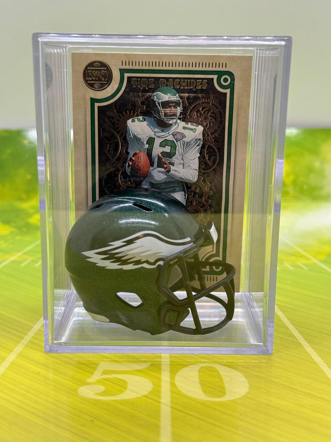 Philadelphia Eagles NFL Draft Helmet Shadowbox w/Randall Cunningham card