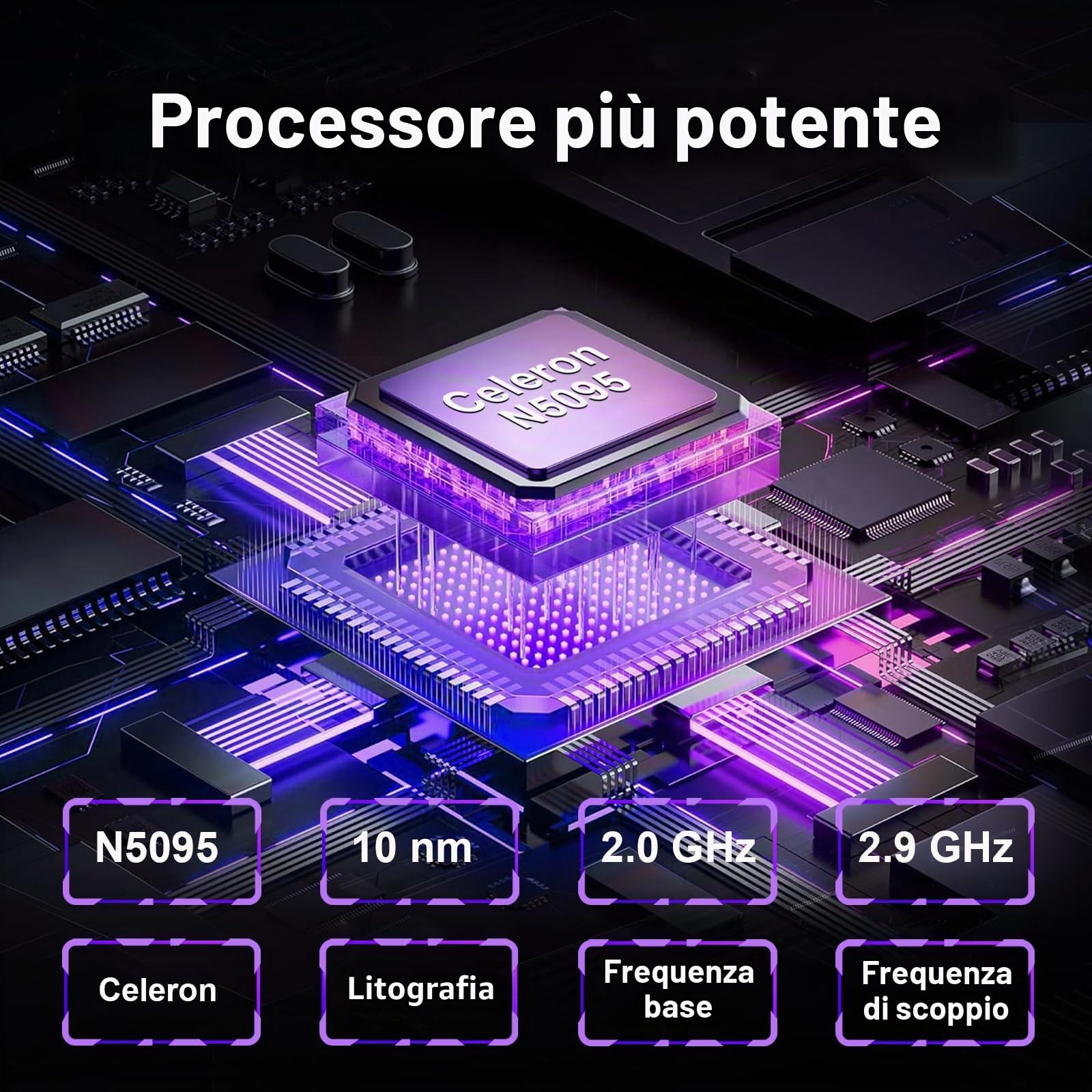 PINSTONE Computer portatile da 15,6 pollici, PC portatile 16 GB LPDDR4 RAM 512 GB SSD, processore Celeron N5095 quad-core riconoscimento impronte digitali, HDMI, Bluetooth 4.2, WiFi 5, USB 3.0