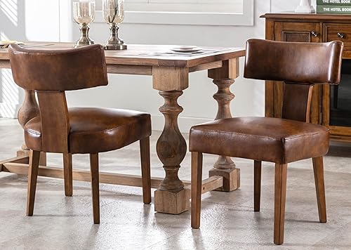 VESCASA Sillas de comedor tapizadas con patas de madera, sillas de comedor acolchadas de piel sintética moderna de mediados de siglo con respaldo