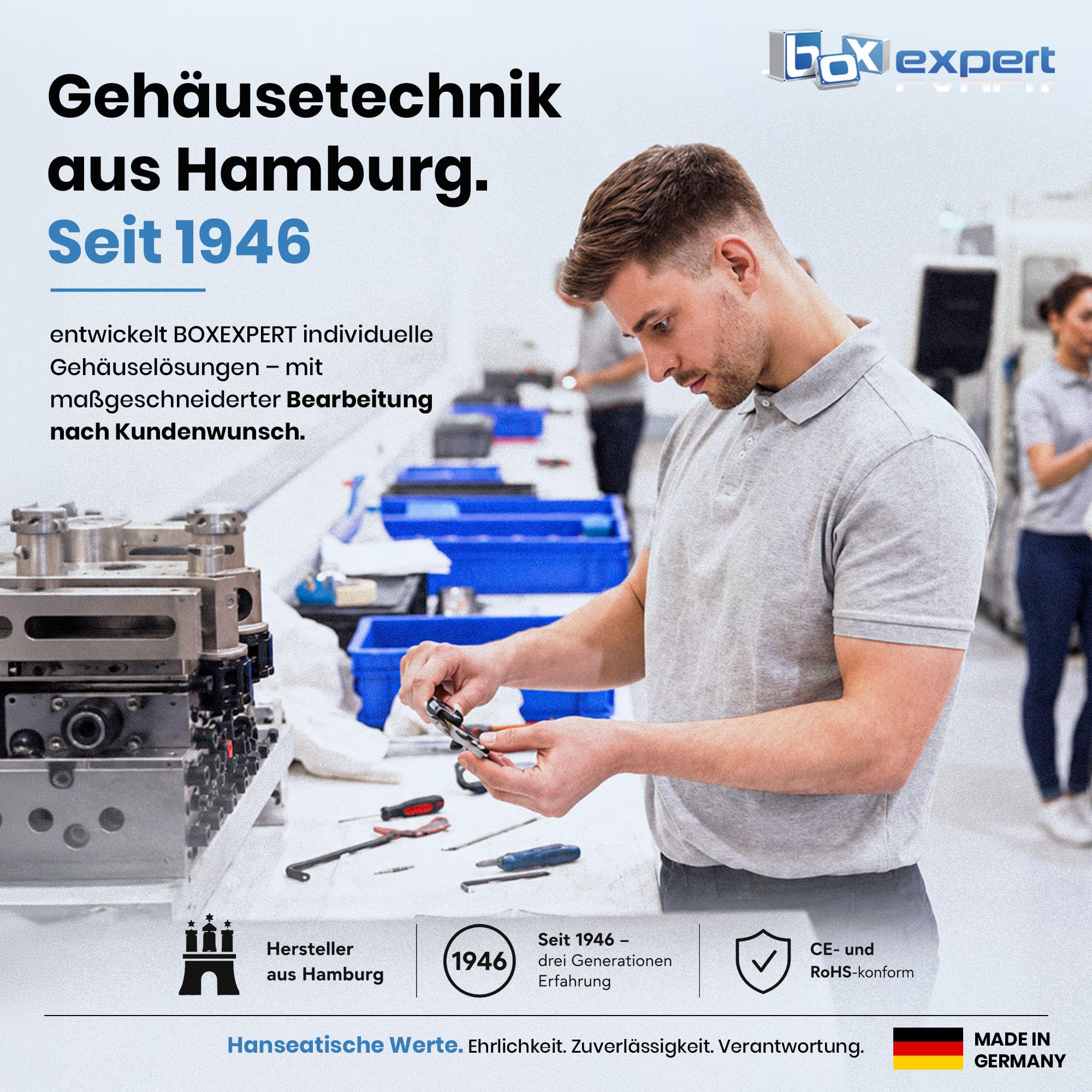 BOXEXPERT Verteilerkasten außen IP65 mit Regendach ABS Kunststoff 400x300x165mm Serie Fleet Roof wasserdicht Schaltschrank Stromkasten Schaltkasten Industriegehäuse grau
