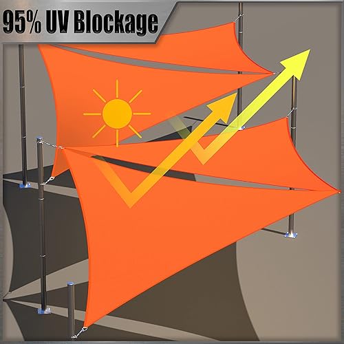 Miniatura 3 de Amgo AMTADT16 - Toldo tipo vela de tamaño personalizado, triangular, naranja, impermeable, 95% de bloqueo UV, resistente al agua, jardín, cochera,