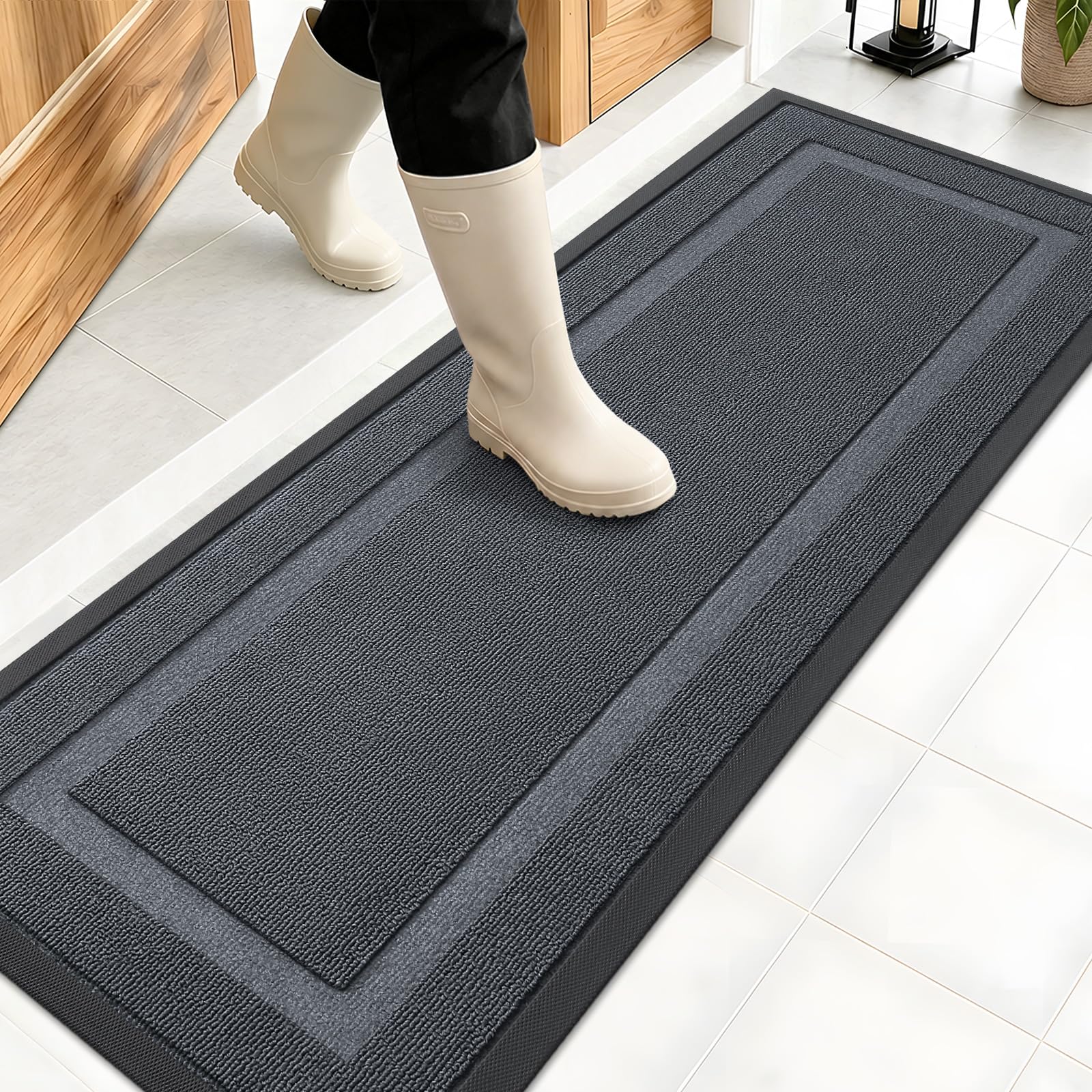 OLANLY Front Door Mat Outside 47x17, All-Season Heavy-Duty Rubber Doormat