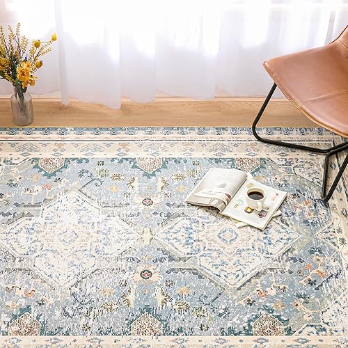 Miniatura 580 de Phantoscope Vintage Collection - Alfombra de área de 8 x 10 pies, alfombra grande para sala de estar, lavable, bohemio, antideslizante