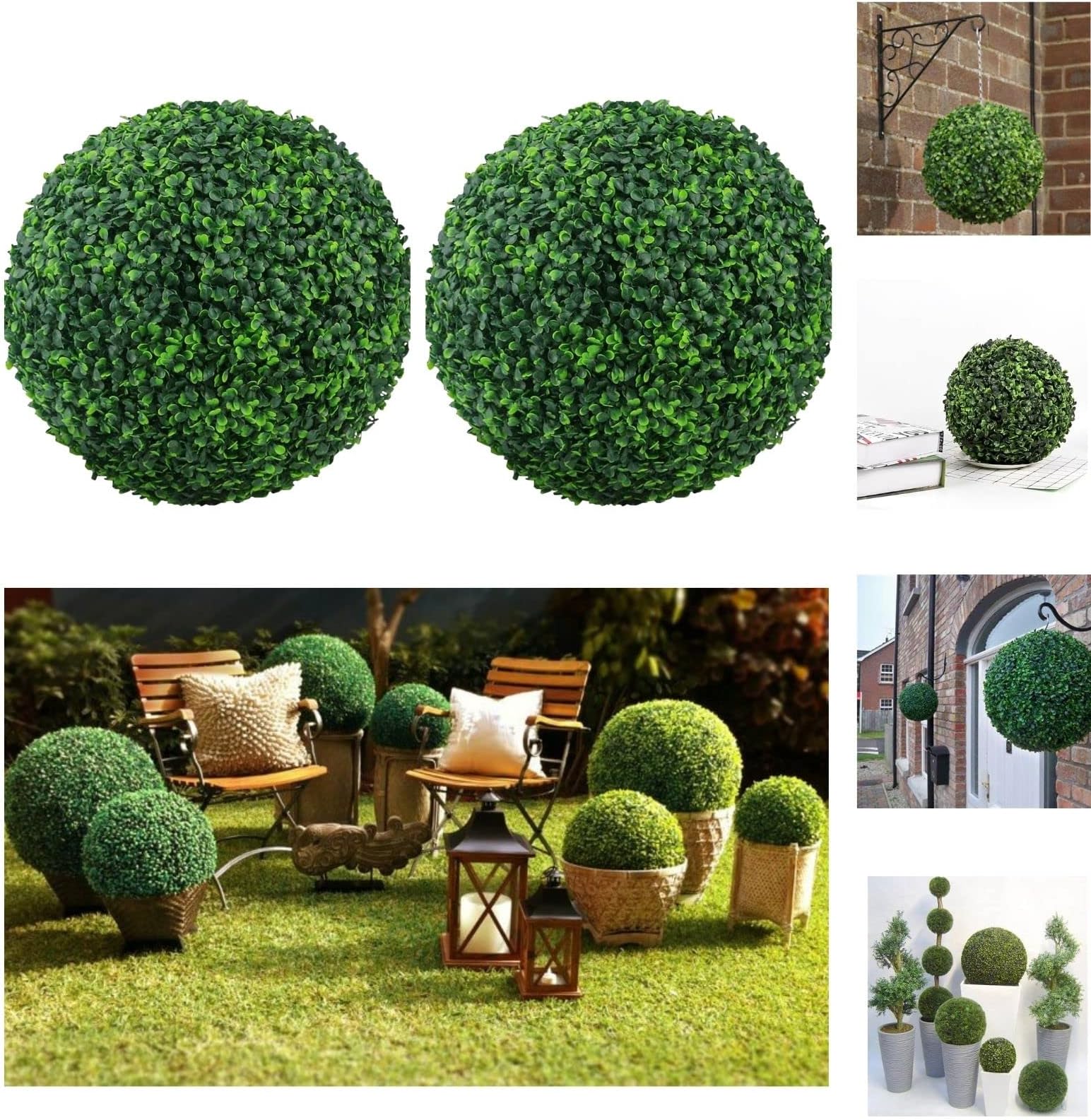 Hotop 4 Pcs Artificial Plant Topiary Ball 4 Layers Garden