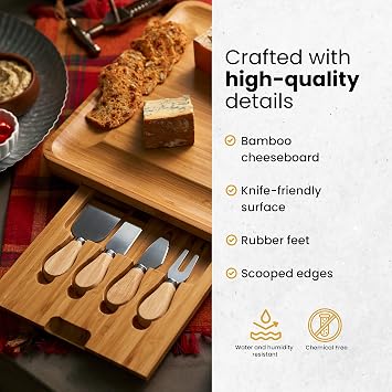Machika Charcuterie Board Gift Set: Charcuterie Board Set, Bamboo Cheese Board Set - House Warming Gifts New Home, Wedding Gifts for Couple, Bridal Shower Gift |13.5 x 1.5 inch