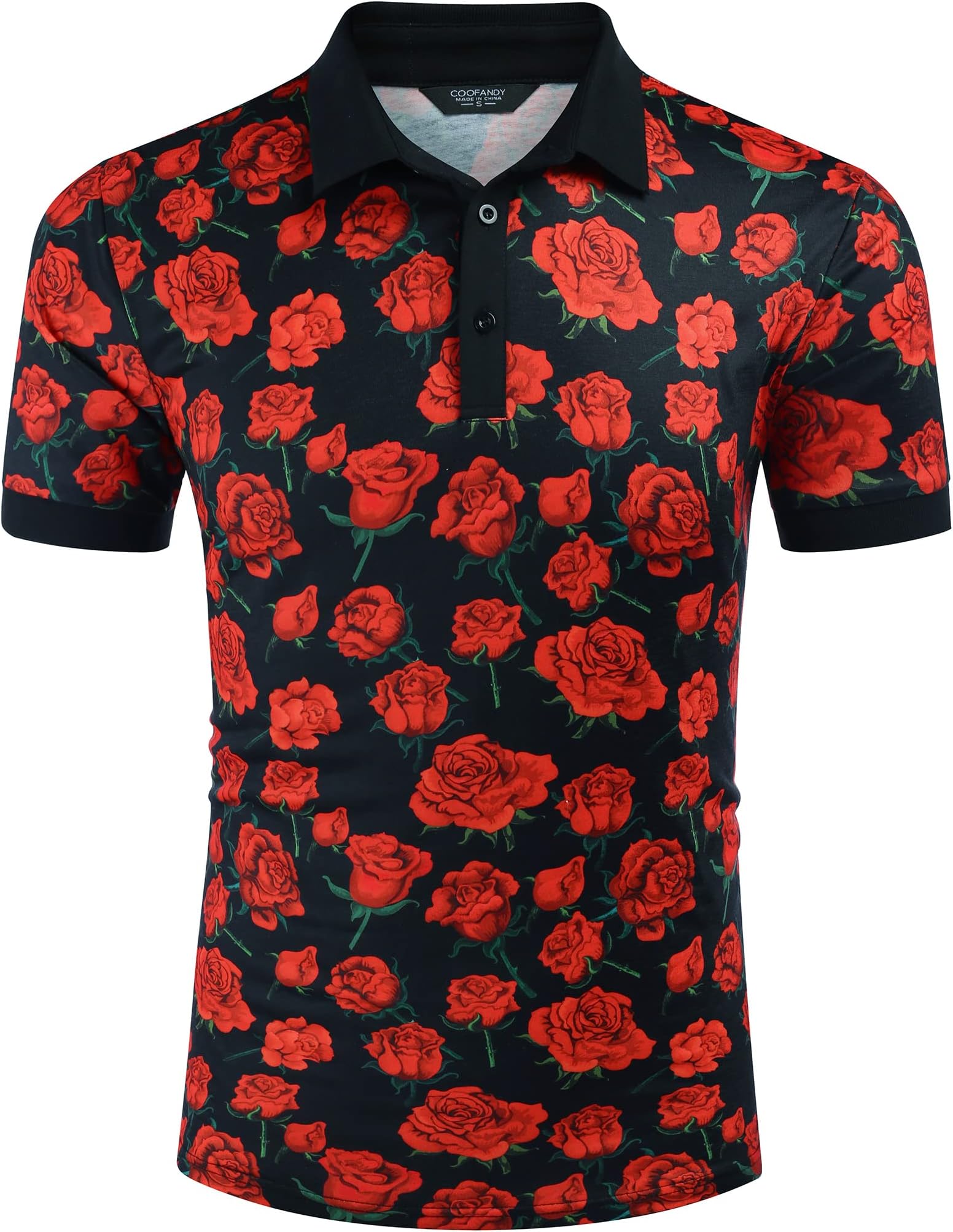COOFANDYMens Casual Short Sleeve Polo Shirts Slim Fit Paisley Polo T Shirts Floral Print Shirt