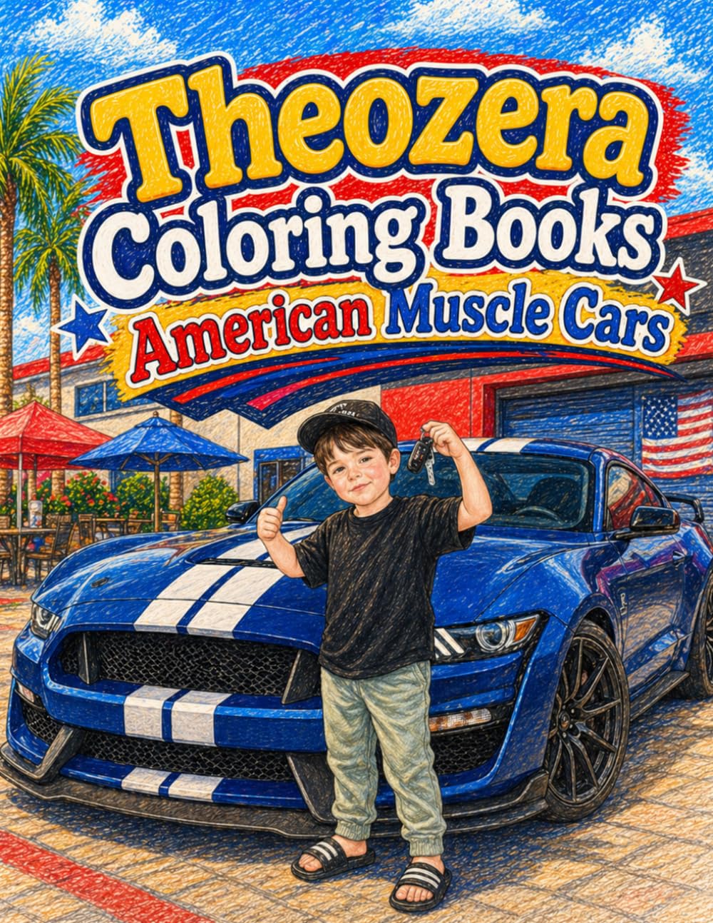 American Muscle Cars Coloring Book: Bold Classic Performance Cars to Color for Kids, Teens and Car Enthusiasts (Theozera Coloring Books)