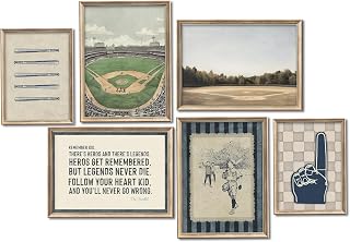 WWN Vintage Golf Canvas Wall Art Set of 6 Man Cave Golfer Picture Wall Decor Golf Sports Inspirational Quotes Poster Golf Course Painting Print Artwork for Boys Room Office Teen Room, Unframed