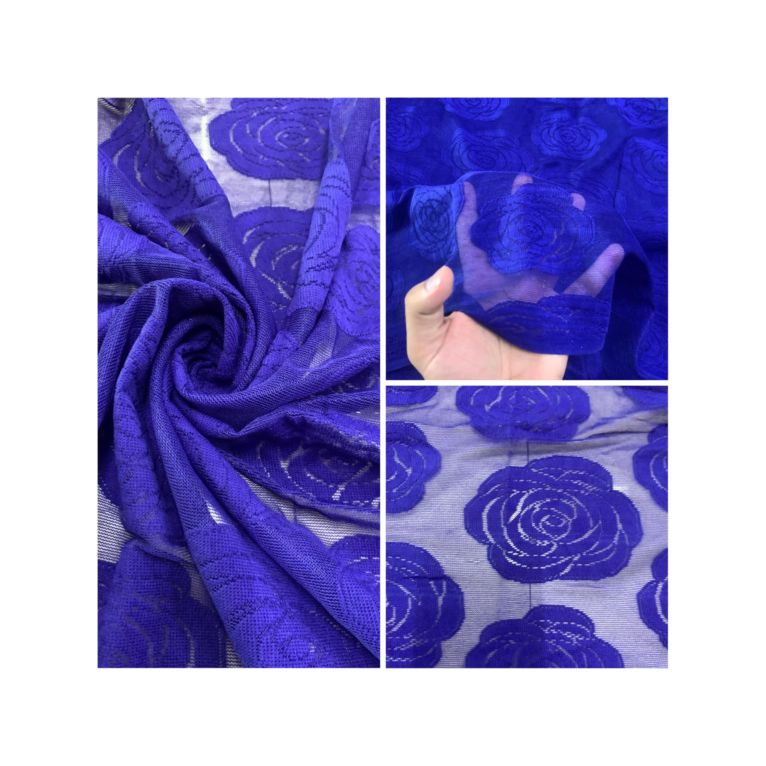 Floral Net Fabric – Transparent Mesh Cloth with Rose Design for Women’s Dresses, Saree Blouse, Gown, Dupatta, Craft & Designer Garments | Length -5 Meter/10 Meter| | Width- 56 Inch (Blue, 5 Meter)-image-29
