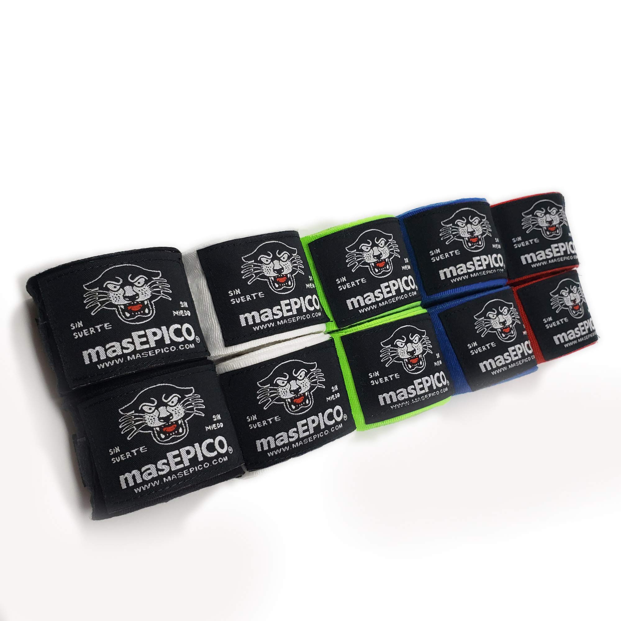 Mas Epico 180" Panther Boxing Hand Wraps Semi-Elastic Pair - Perfect for MMA Kickboxing Muay Thai Heavy Punching Bag Training and Sparring