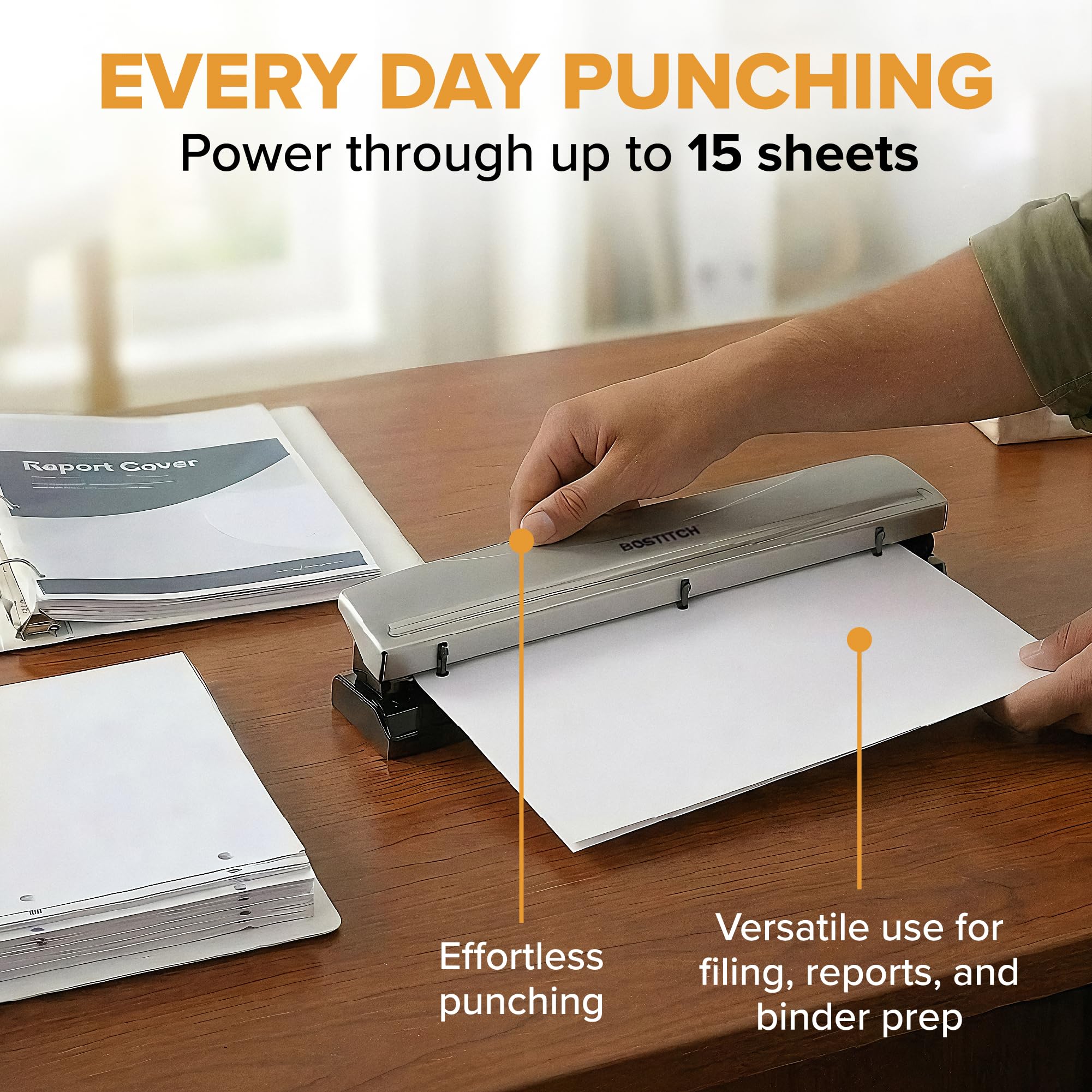 Bostitch 3-Hole Punch 2 Pack - Durable Office Punch -2