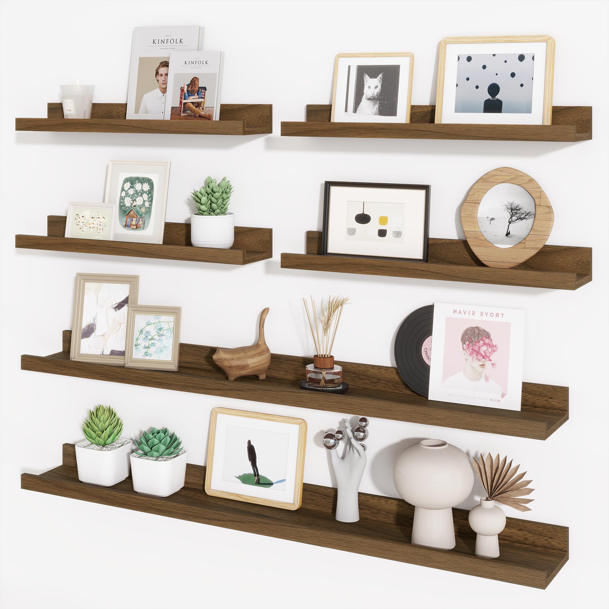 Axeman Picture Ledge Shelf, Floating Shelves for Decor Storage Set of 6, 36 inch Floating Wall Mounted Shelves, Wall Shelves with Lip for Living Room,