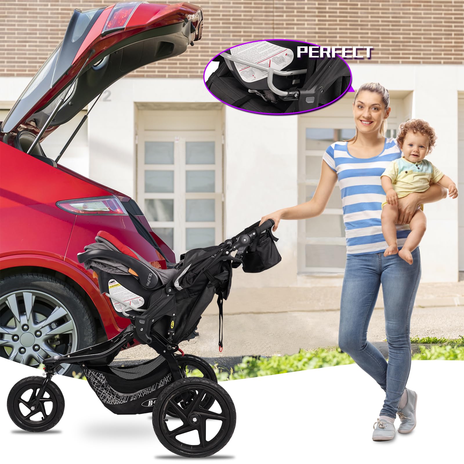 Part One Running Stroller Snapklik.com : Single Jogging Stroller Adapter For Graco Infant Car ...