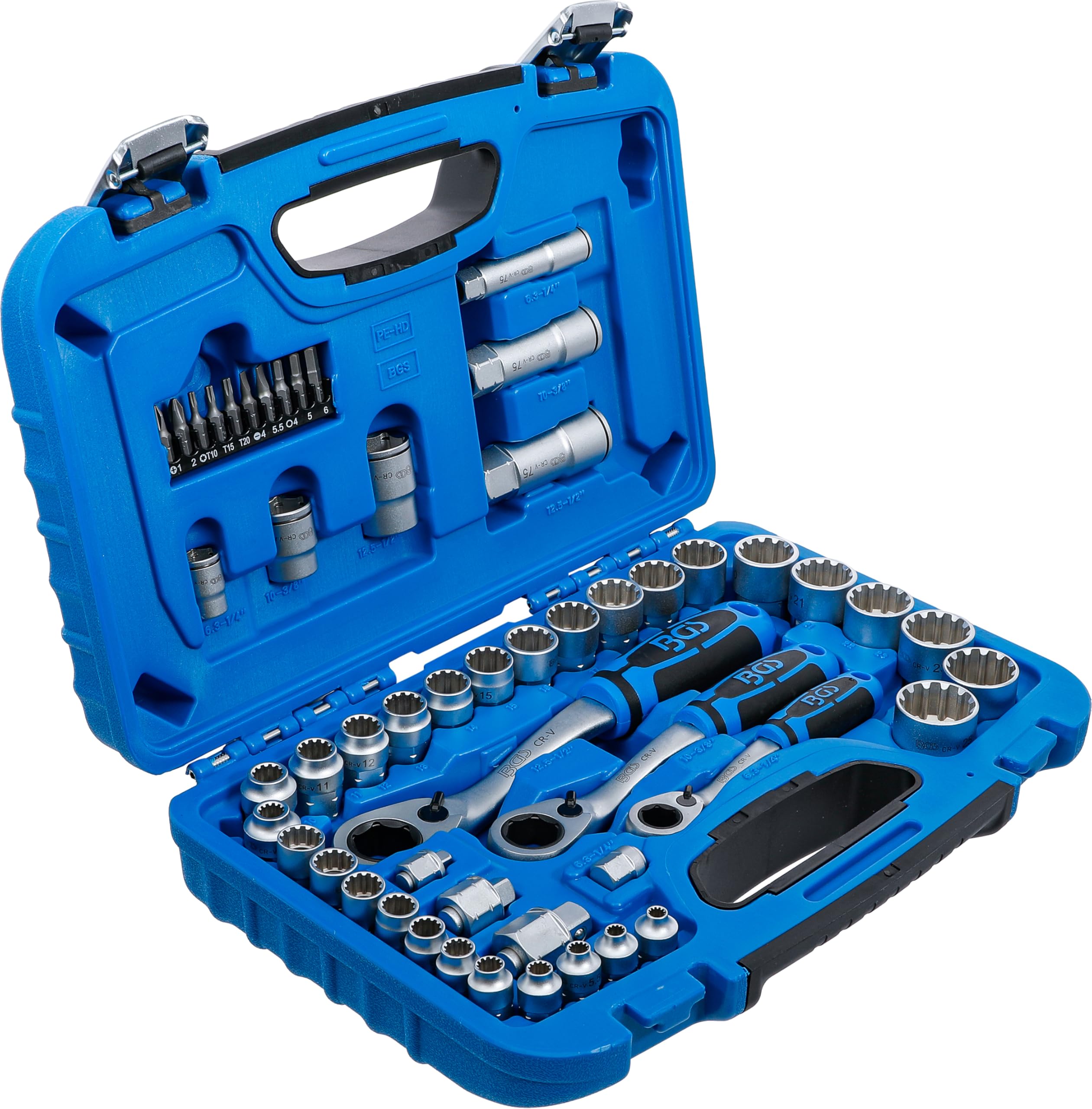 BGS 2181 | Juego de llaves de vaso con agujero pasante | Gear Lock | 4,5 - 25 mm | 52 piezas