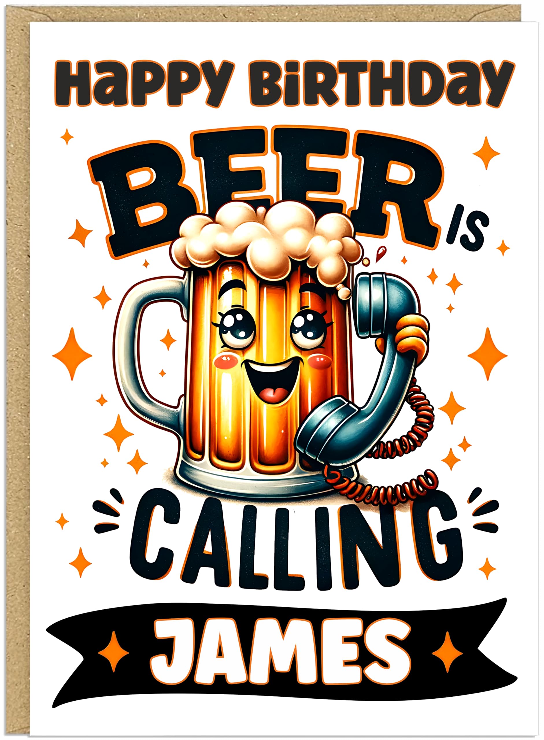 Personalised Beer Birthday Cards for Men Dad Brother Grandad - Custom Own Name Funny Designs Beer & Chill Adulting is Hard Calling Cheers A5 Happy Birthday Cards (Beer Is Calling)