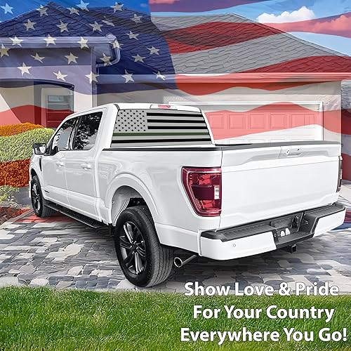 Miniatura 8 de BOGAR TECH DESIGNS Calcomanía de vinilo precortada para ventana lateral envejecida de la bandera estadounidense compatible con Ford F-150 F150