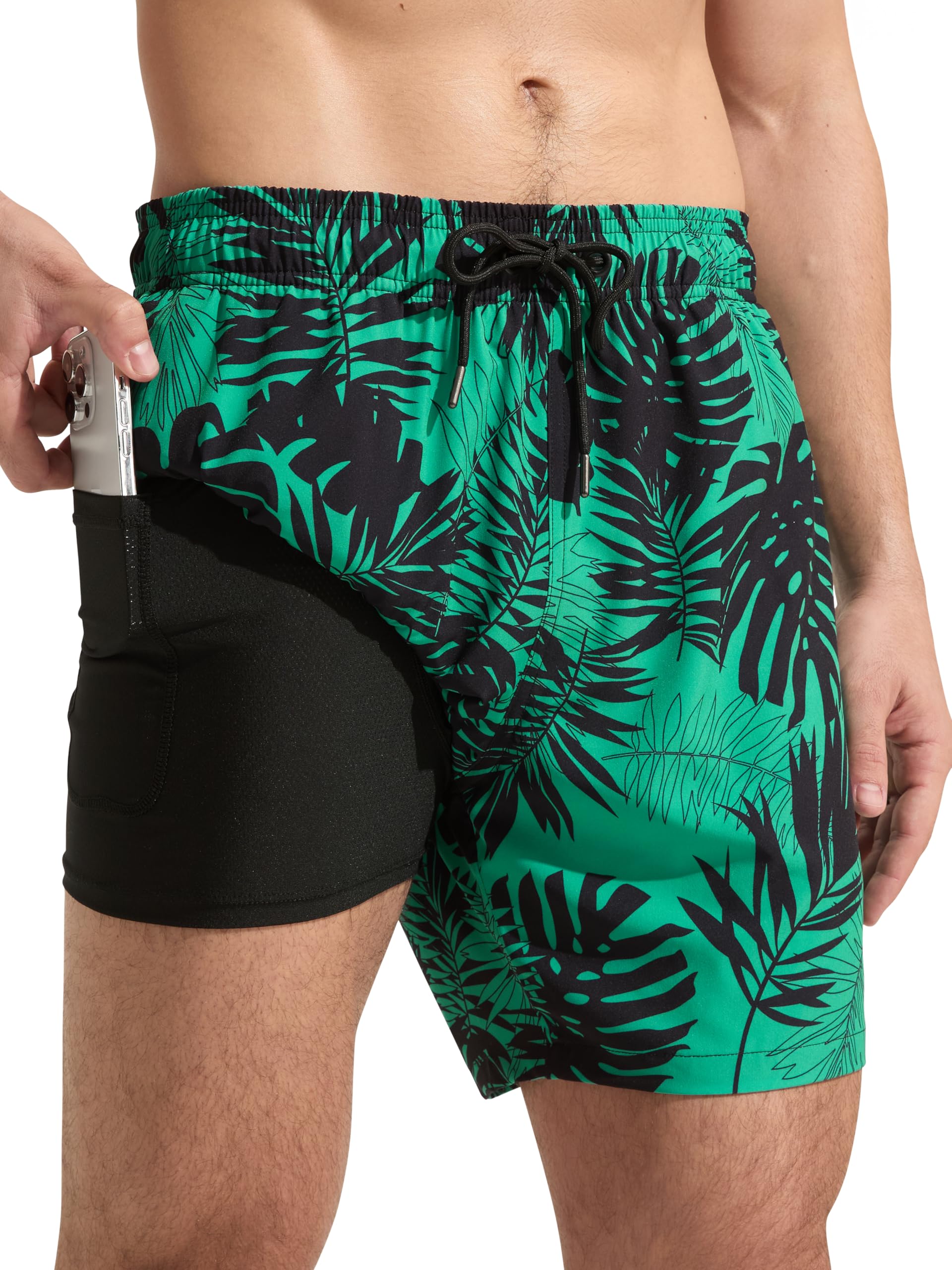 Arcweg Badehose Herren 2 in 1 Badeshorts Männer mit Kompressions Liner Schnelltrocknende Atmungsaktive mit Reißverschlusstaschen Boardshorts Schwimmhose für Strand, Sport & Freizeit