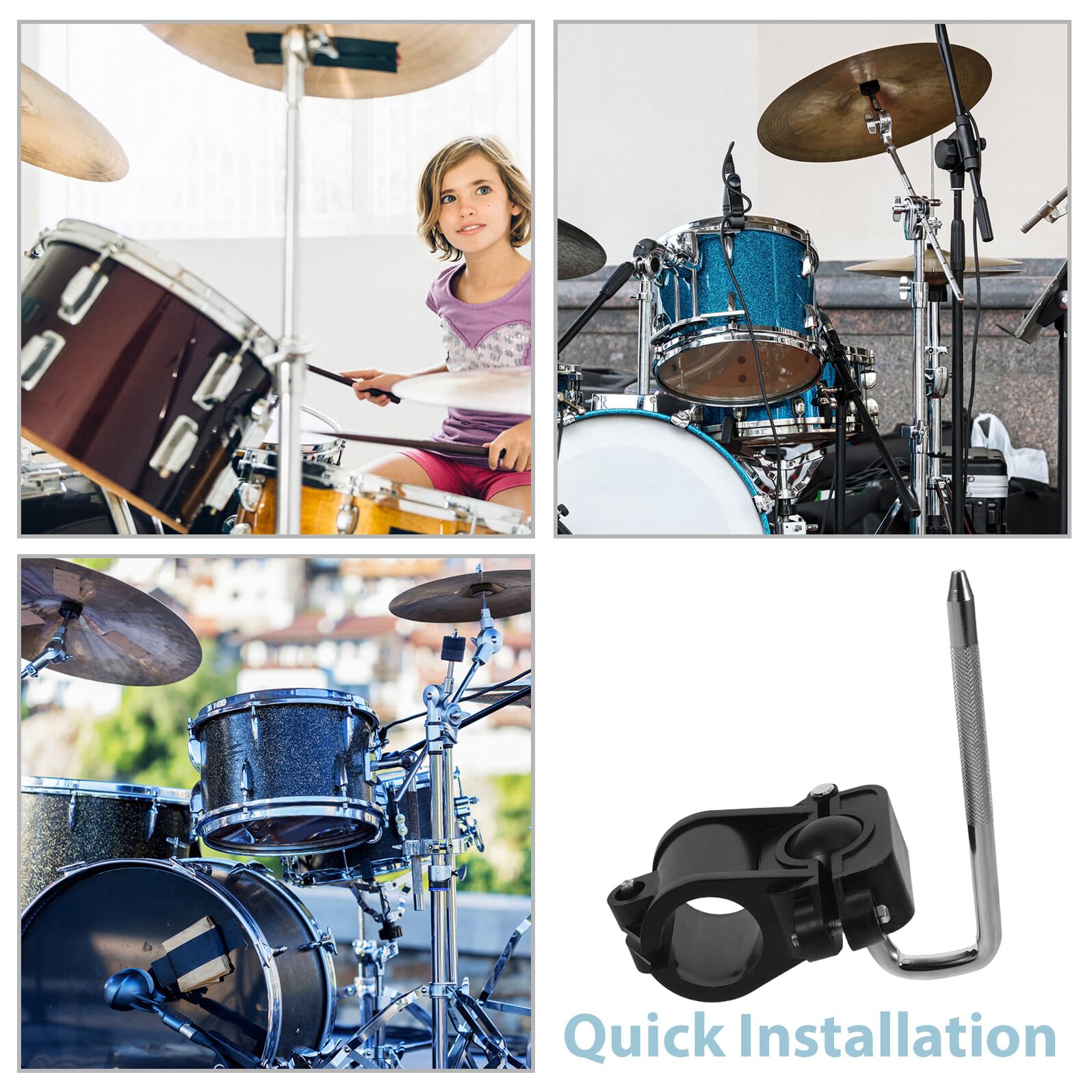 iplusmile Morsetto Clip in Metallo e Plastica per Batteria Elettronica con Supporto a Sfera Facile Installazione per Kit di Tamburi in Ambienti Live e Studio
