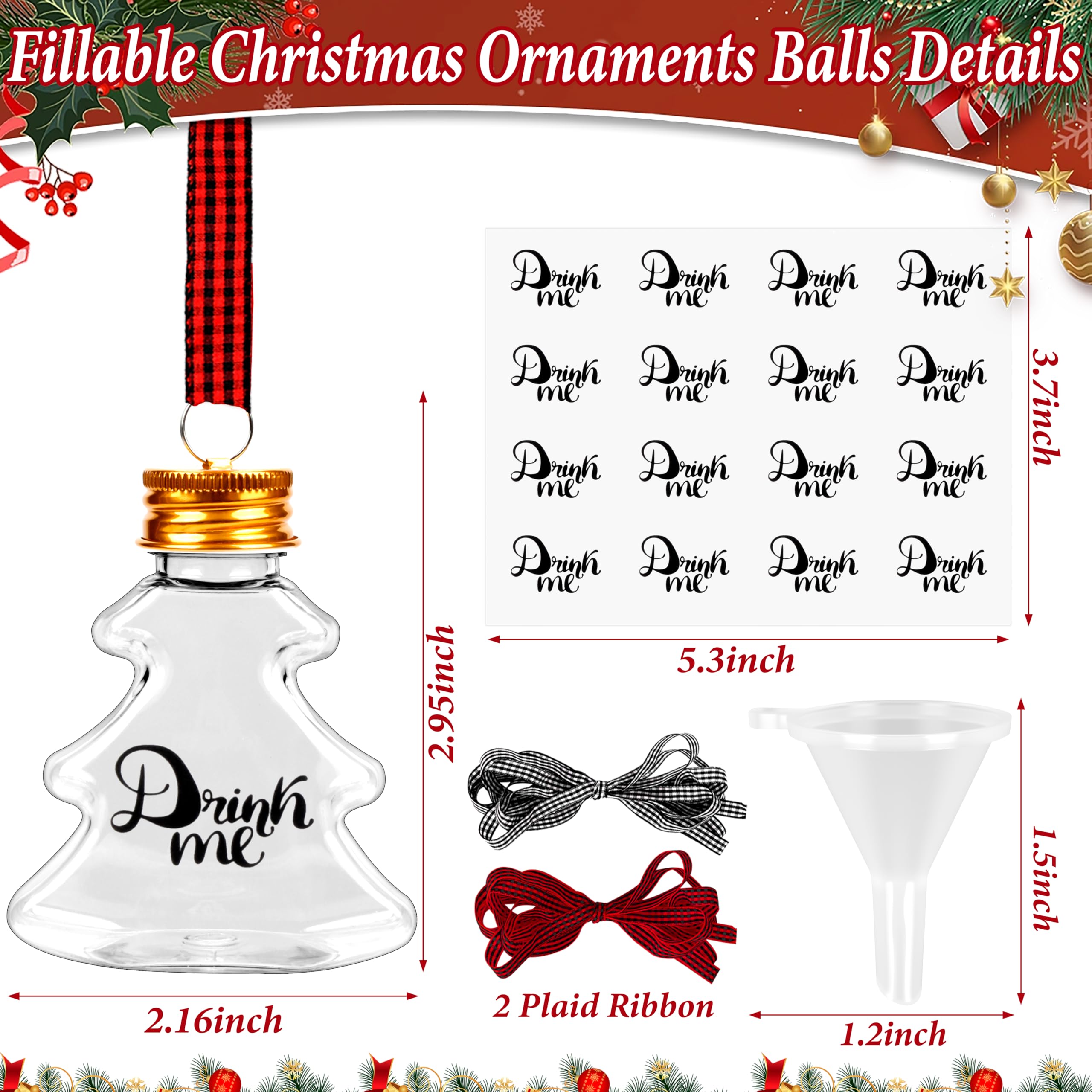 30 Stück Weihnachtskugeln klare Ornamentkugeln für Weihnachtsbaum, Urlaubsdekoration, Weihnachtsbastelbedarf (Weihnachtsbaum)