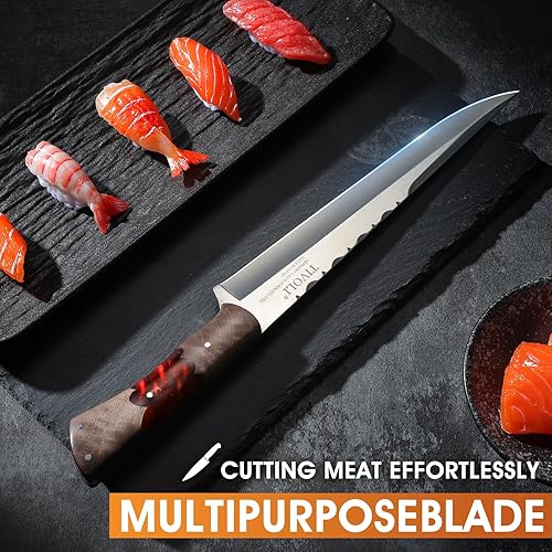 Miniatura 5 de TIVOLI Cuchillo deshuesador de 6.5 pulgadas, cuchillo de filete súper afilado, acero de alto carbono, forjado a mano, cuchillo japonés de deshuesado