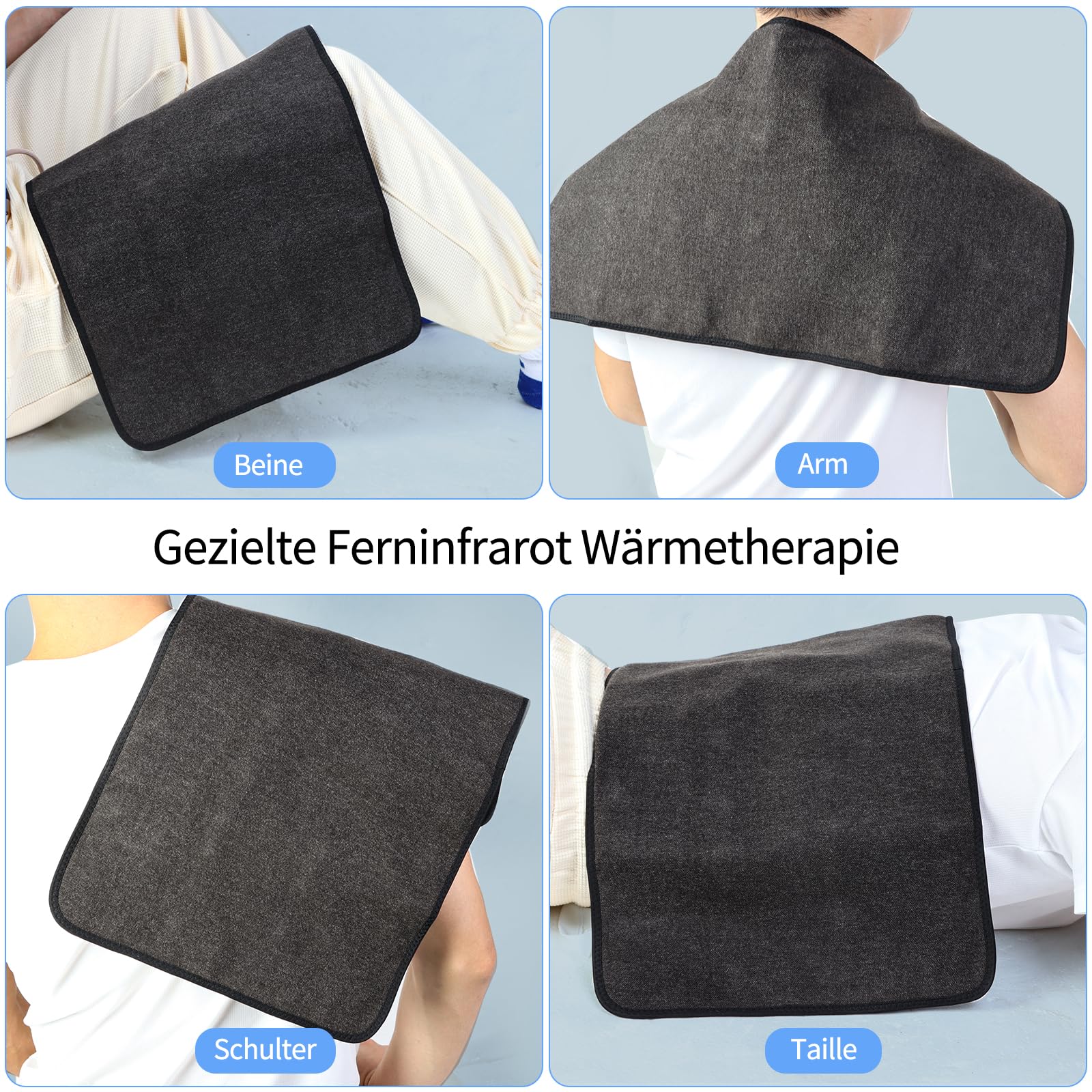 Thermrup Poduszka grzewcza na podczerwień 35 x 60 cm z gumowym elementem grzejnym i dokładną regulacją temperatury od 40°C do 55°C