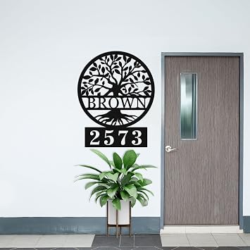 Personalized Tree of Life Address Sign House Numbers for Outside Address Numbers for Houses Metal Address Signs for Houses Personalized House Number Sign Personalized House Signs Housewarming Gifts