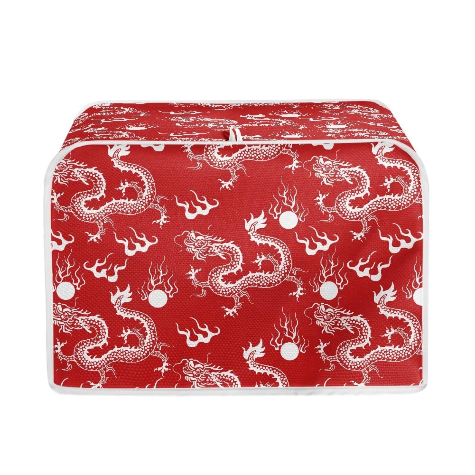 Xoenoiee Cool Dragon Red Print Toaster Cover Waterproof Toaster Cover for Standard Bread Maker Cover Kitchen Small Appliance Protector Cover for 4 Slice
