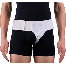 FlexaMed Left Inguinal Hernia Truss Belt with Support Pad, White, X-Large | Adjustable hernia support with removable compression pad helps relieve reducible inguinal hernia discomfort for daily wear