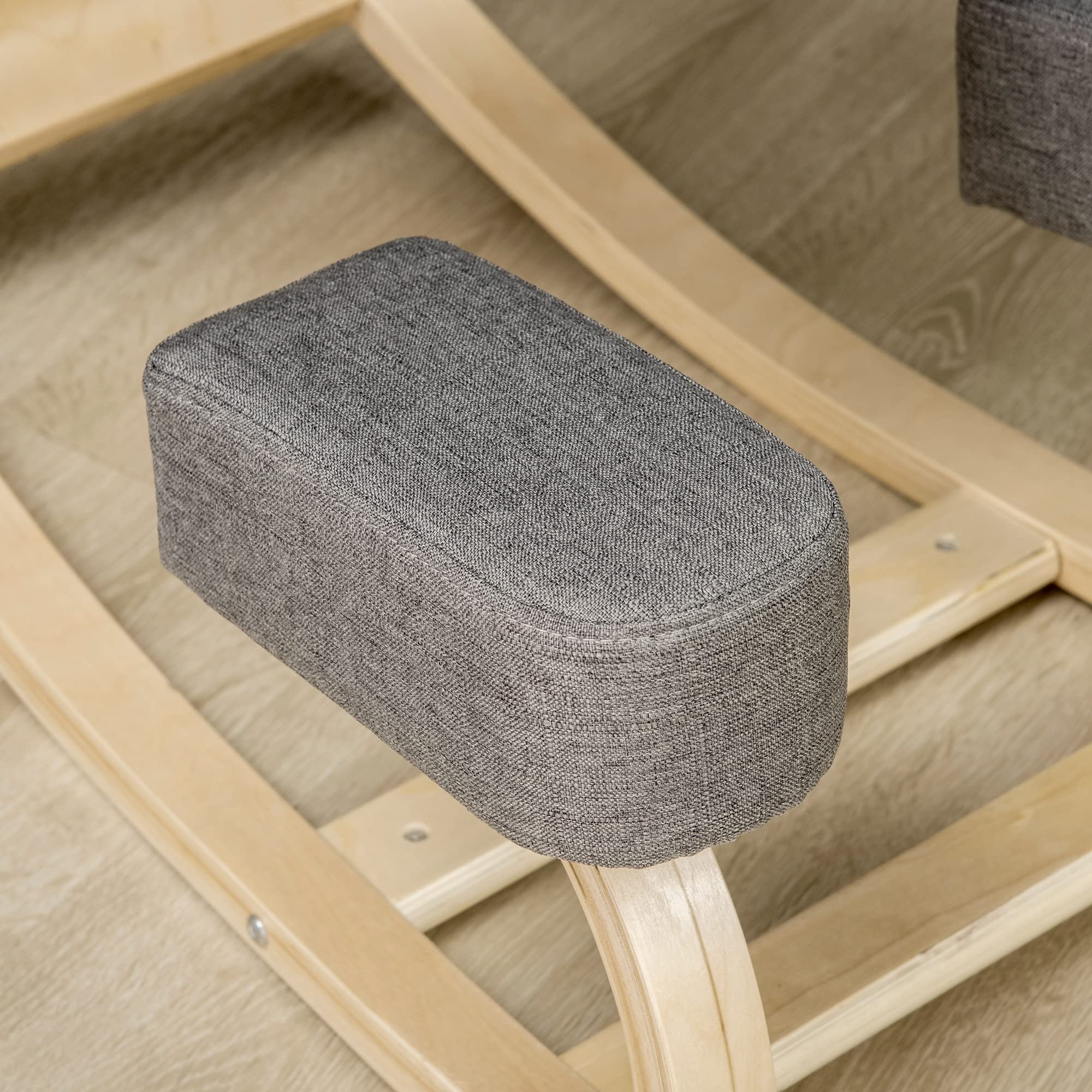 Vinsetto Siège Assis-Genoux Ergonomique Chaise à Genoux Coussin Confortable à Bascule en Tissu et Bois Gris