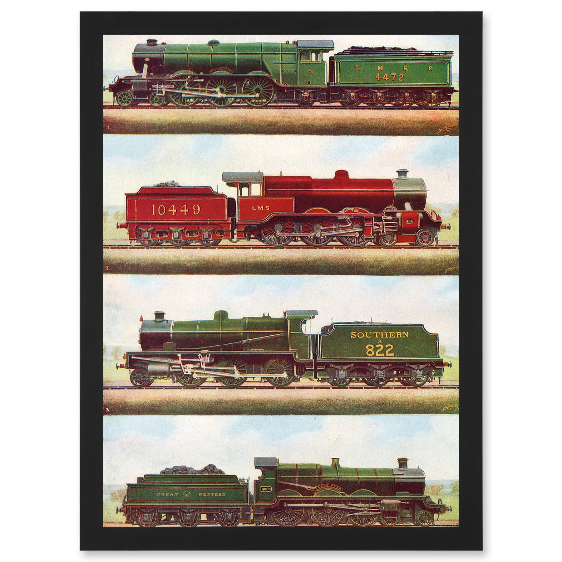 Artery8 Train Steam Engine Railway Locomotive Wall Art PrintA4 Size from B&Q