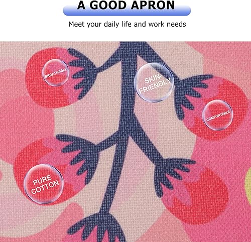 Miniatura 2 de KESYOO Delantal de cocina de cocina, delantal de barbacoa, delantal de barista, delantales impermeables para hombres y mujeres, color rosa